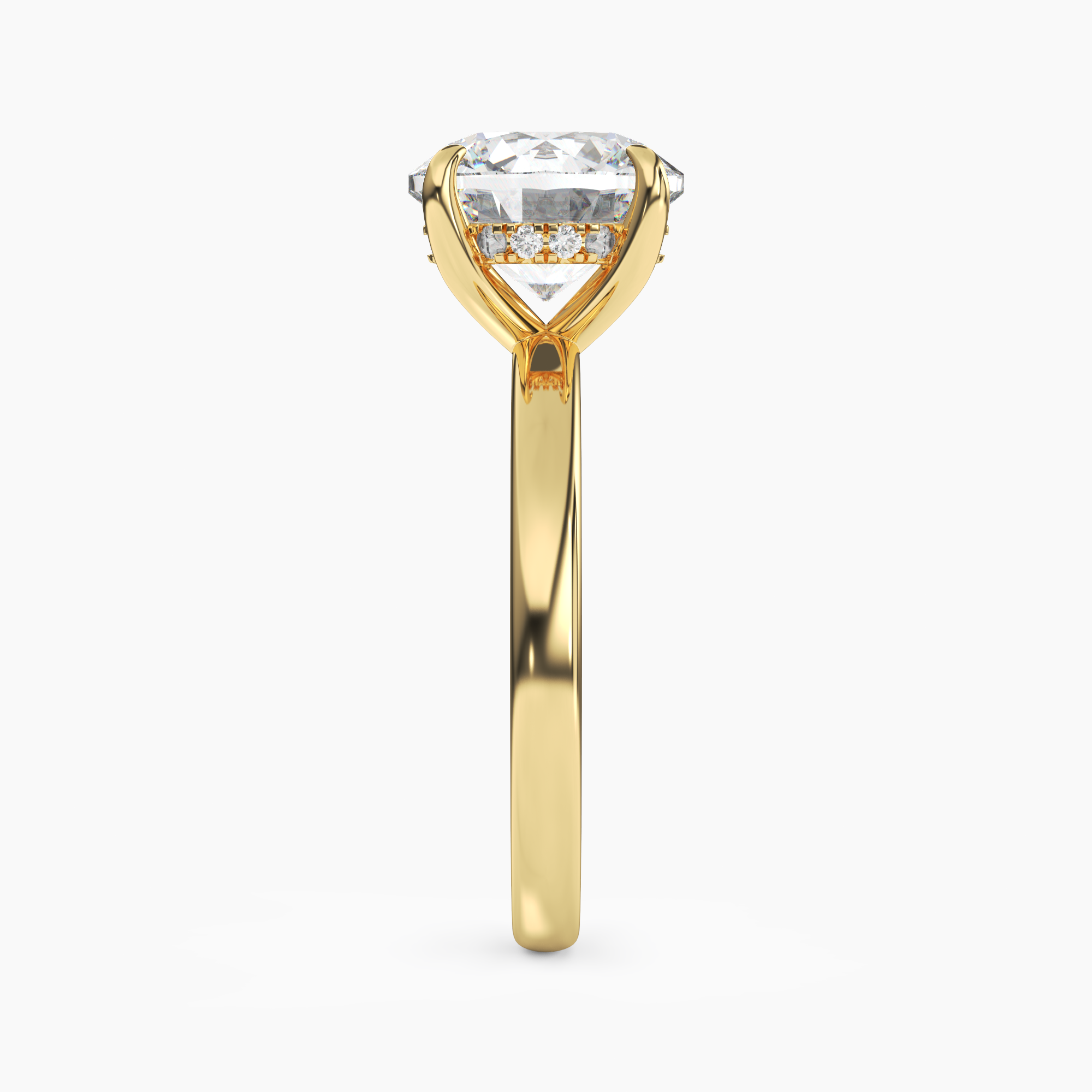 Lyric Round Hidden Halo 3 Carat Lab Grown Diamond Engagement Ring in 14K Rose Gold