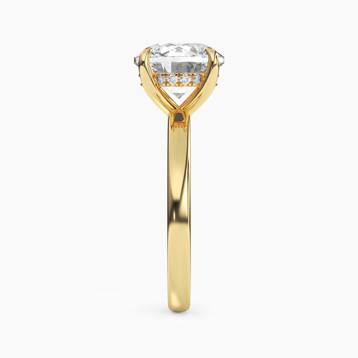 Lyric Round Hidden Halo 1 Carat Lab Grown Diamond Engagement Ring in 14K Rose Gold