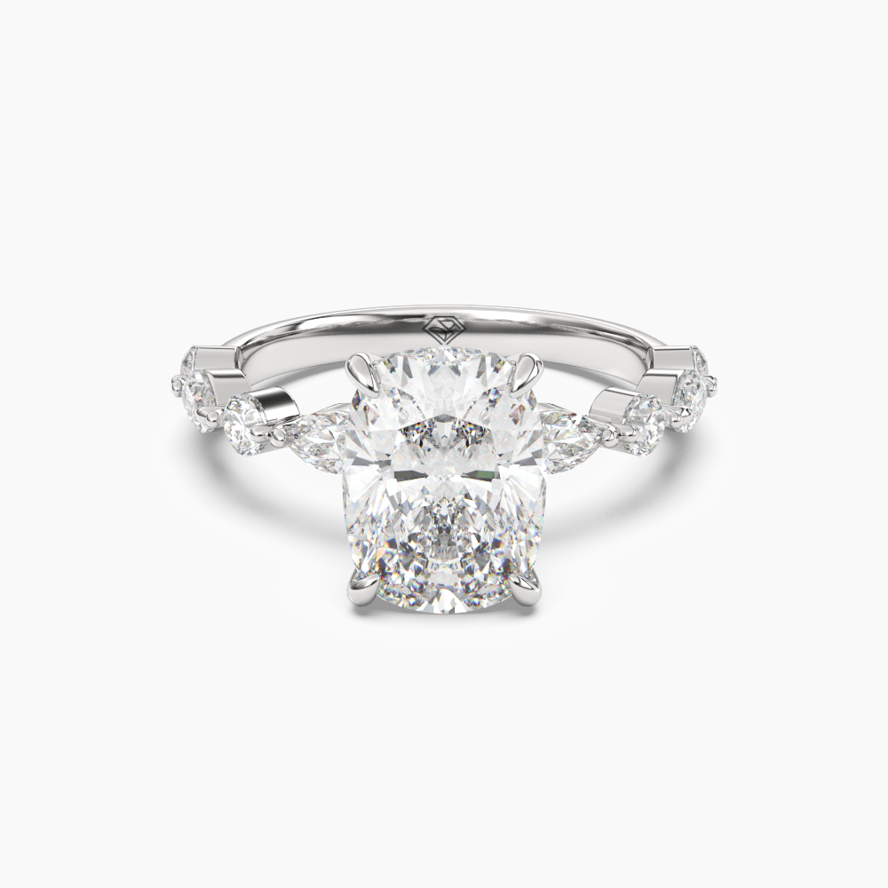Sonnet Cushion Solitaire Diamond Ring Setting in 18K Yellow Gold