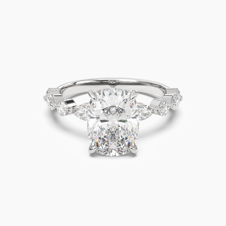 Sonnet Cushion Solitaire 3 Carat Lab Grown Diamond Engagement Ring in 18K White Gold
