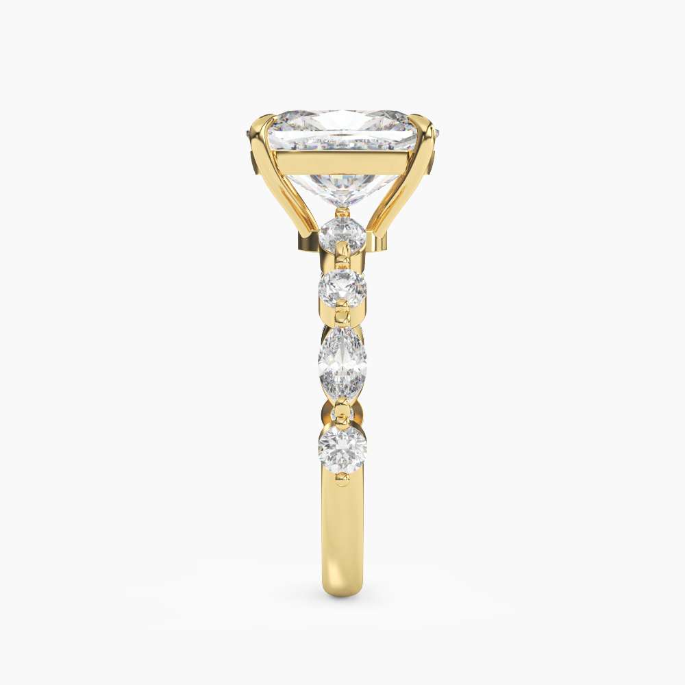Sonnet Cushion Solitaire 3 Carat Lab Grown Diamond Engagement Ring in 14K White Gold