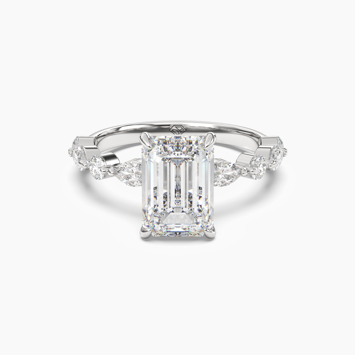 Sonnet Emerald Solitaire 3 Carat Lab Grown Diamond Engagement Ring in 18K White Gold
