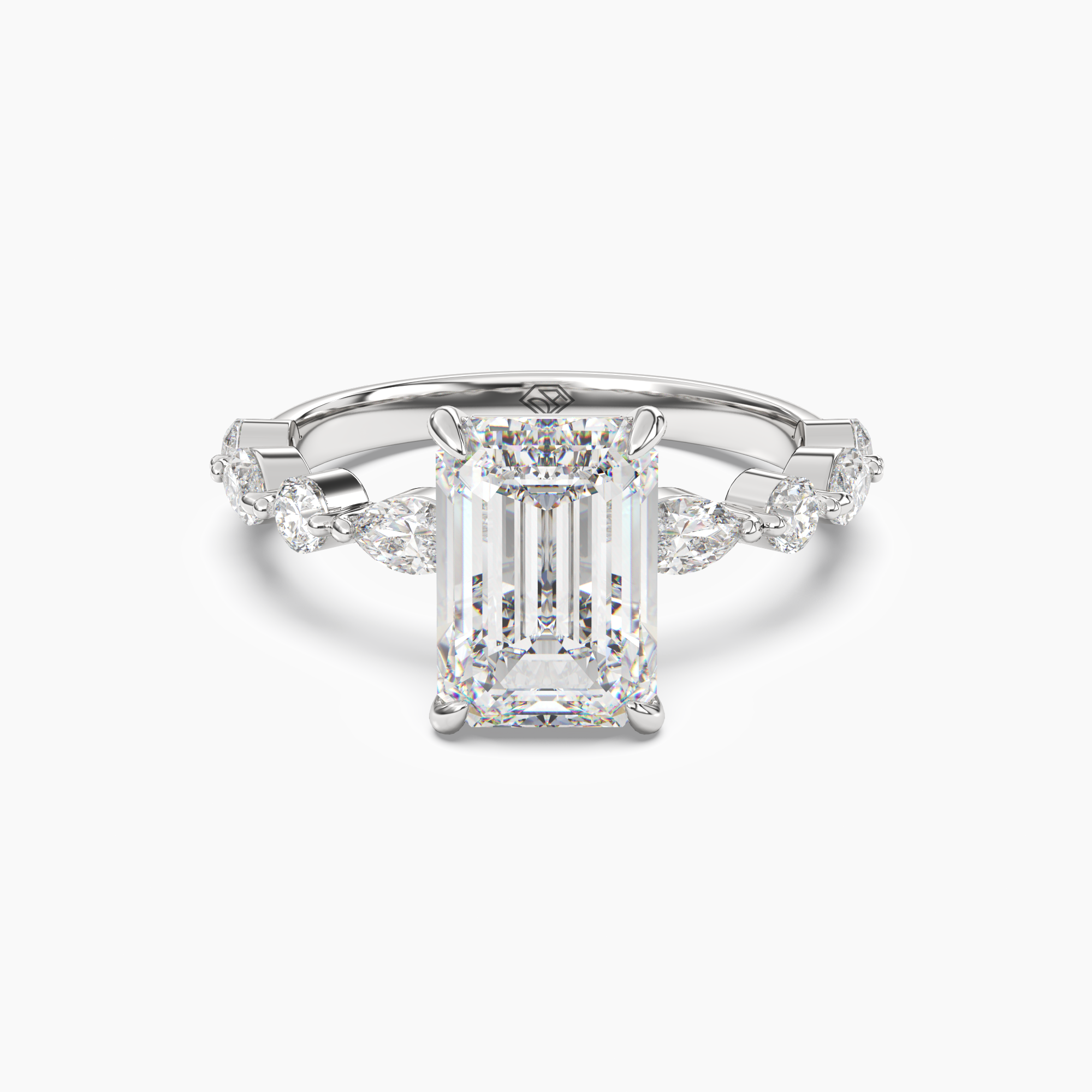 Sonnet Emerald Solitaire 3 Carat Lab Grown Diamond Engagement Ring in 14K White Gold