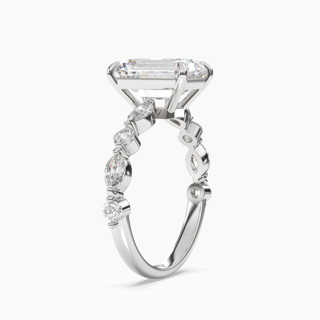 Sonnet Emerald Solitaire 1.5 Carat Lab Grown Diamond Engagement Ring in 14K White Gold
