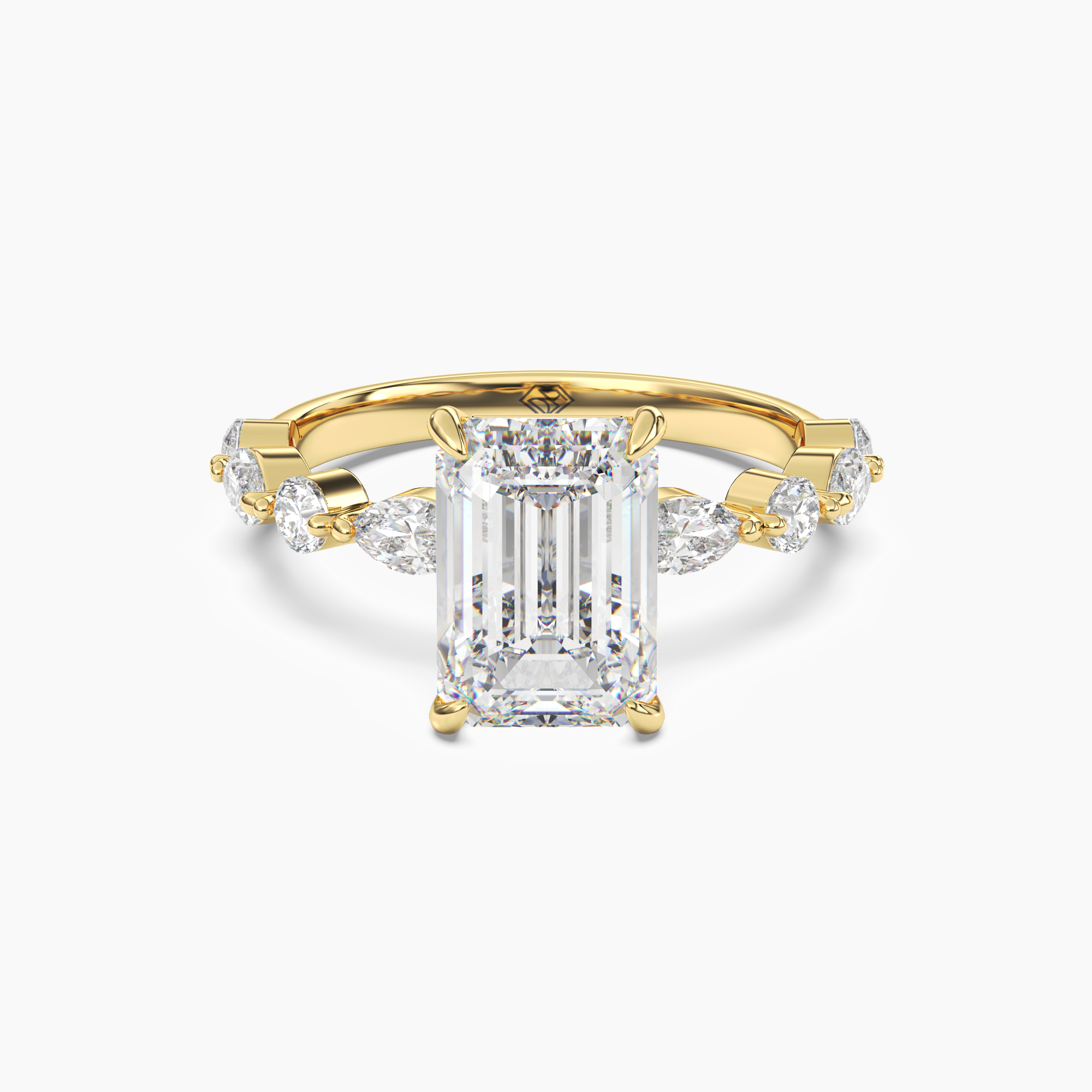 Sonnet Emerald Solitaire 3 Carat Lab Grown Diamond Engagement Ring in 18K Yellow Gold