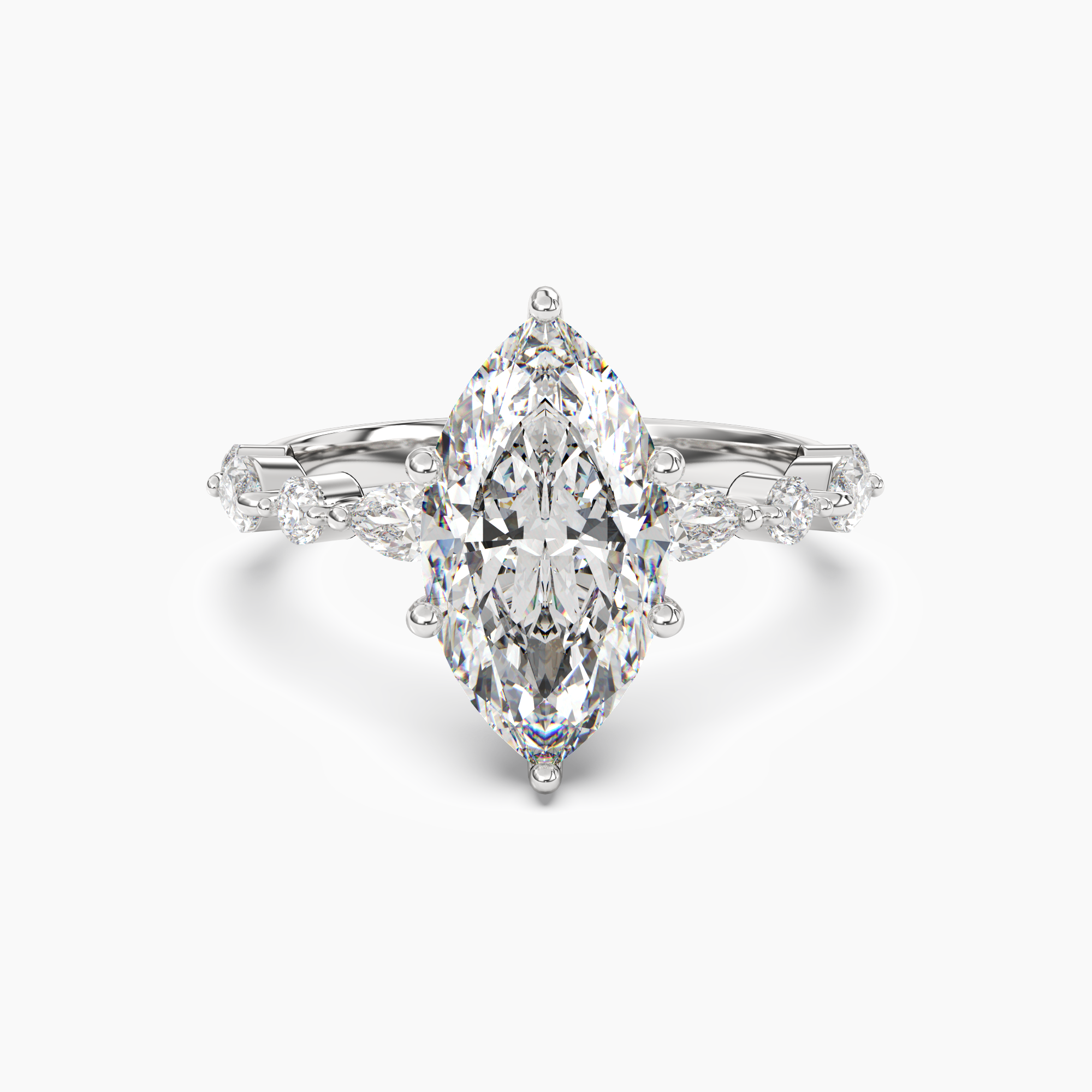 Sonnet Marquise Solitaire Diamond Ring Setting in 18K White Gold