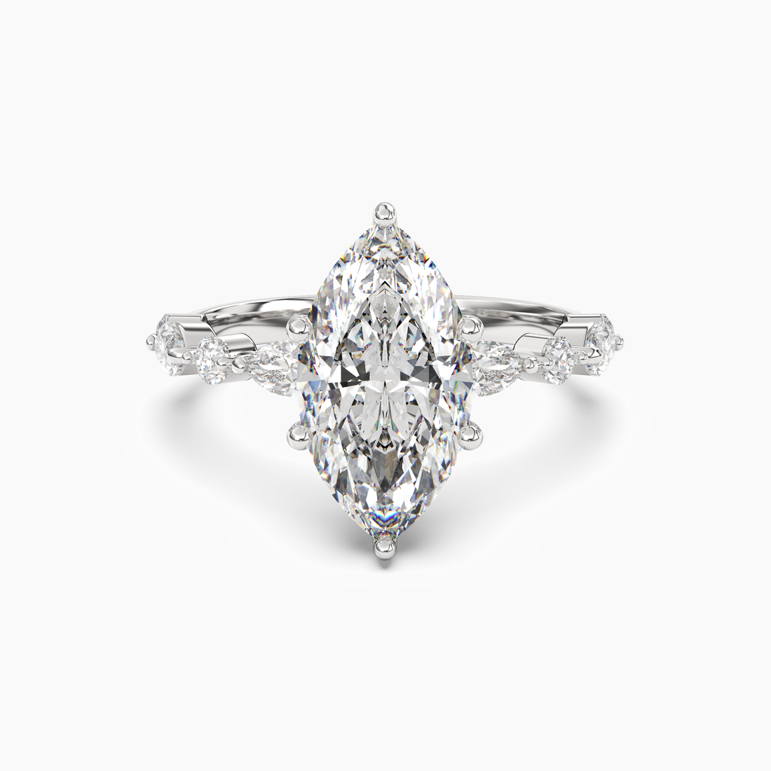 Sonnet Marquise Solitaire Diamond Ring Setting in 14K White Gold