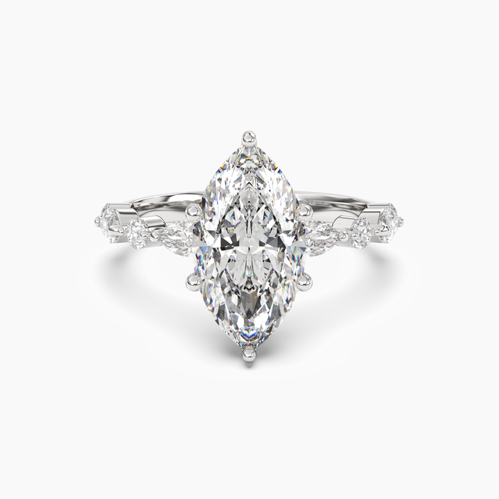 Sonnet Marquise Solitaire 2 Carat Lab Grown Diamond Engagement Ring in 18K White Gold