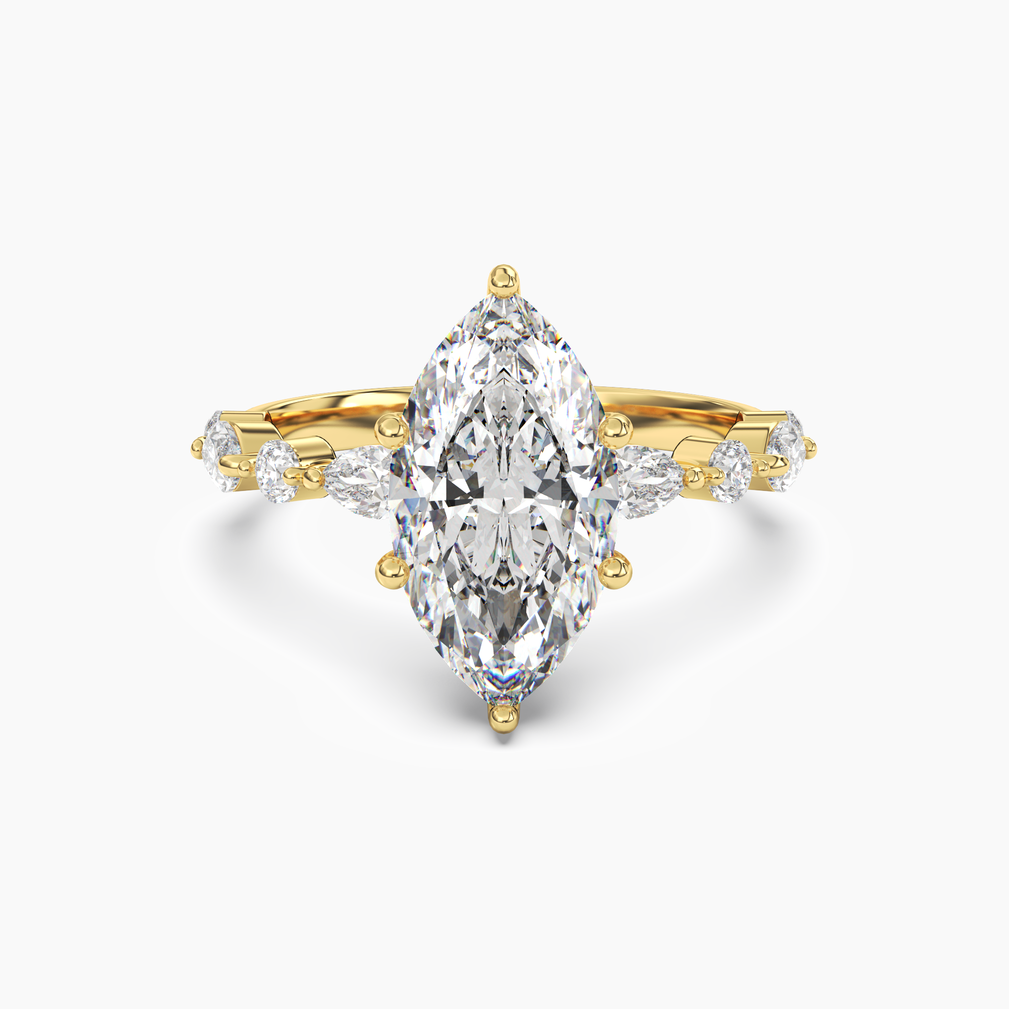 Sonnet Marquise Solitaire Diamond Ring Setting in 14K Yellow Gold