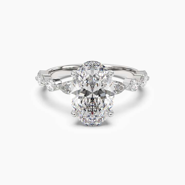 Sonnet Oval Solitaire 2 Carat Lab Grown Diamond Engagement Ring in 14K White Gold