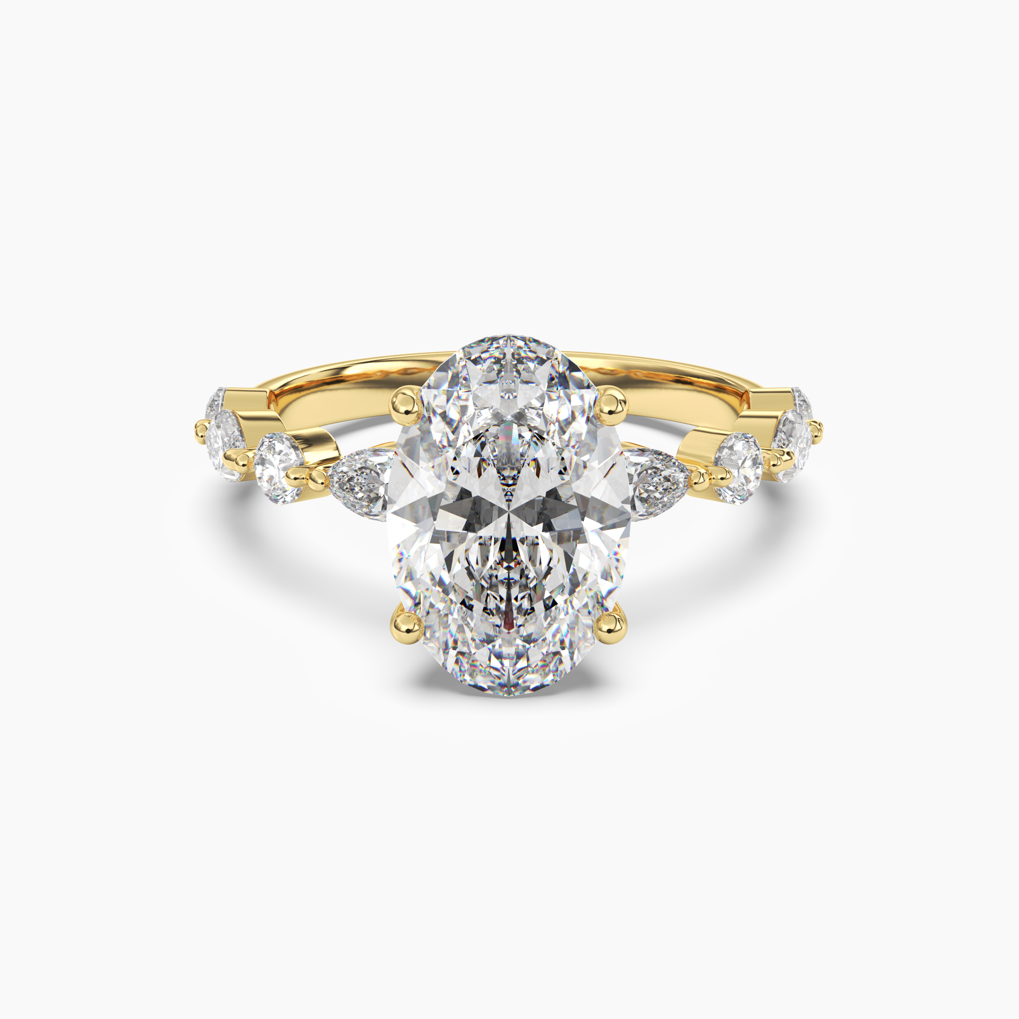 Sonnet Oval Solitaire 2 Carat Lab Grown Diamond Engagement Ring in 18K Yellow Gold