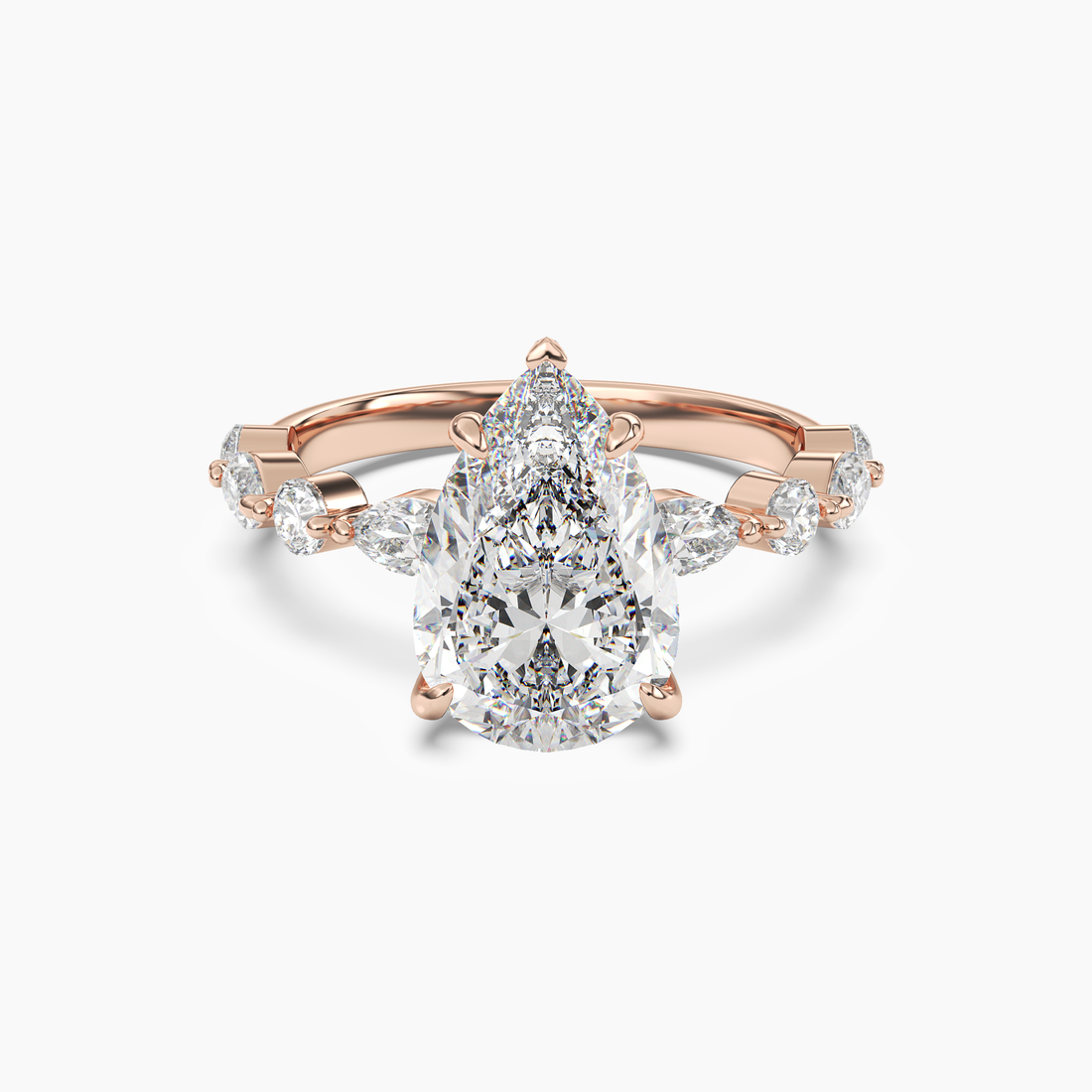Sonnet Pear Solitaire 2.5 Carat Lab Grown Diamond Engagement Ring in 14K White Gold