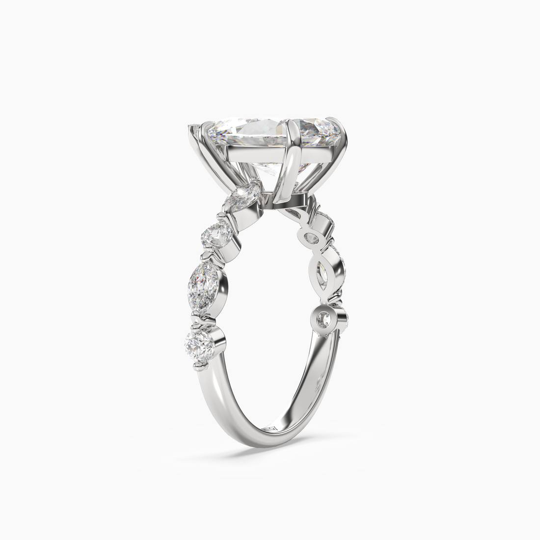 Sonnet Pear Solitaire 2.5 Carat Lab Grown Diamond Engagement Ring in 14K White Gold
