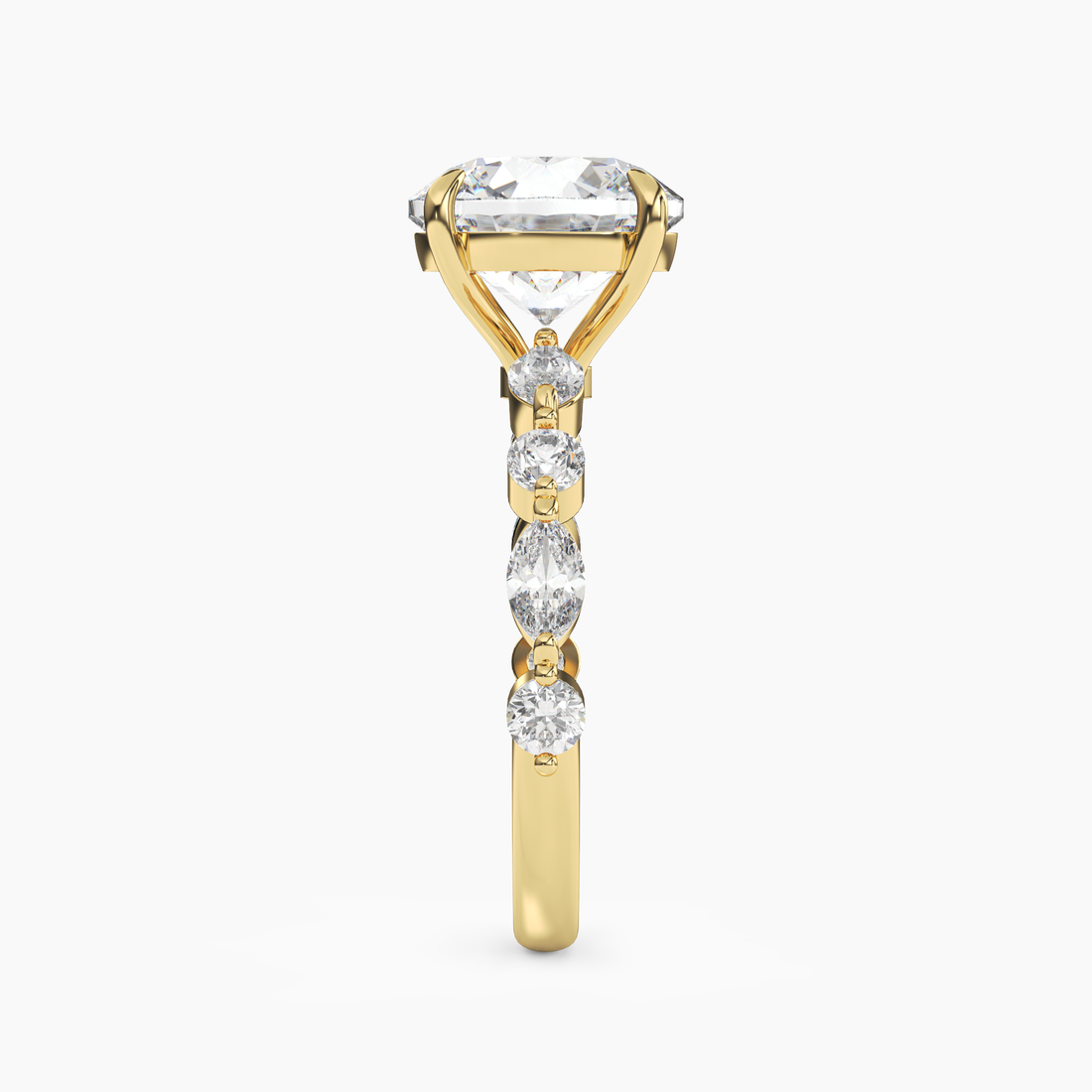 Sonnet Round Solitaire 3 Carat Lab Grown Diamond Engagement Ring in 14K Yellow Gold