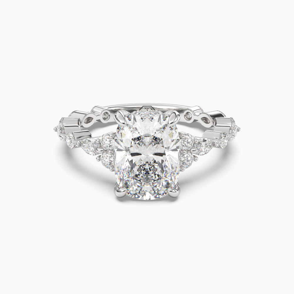 Lace Cushion Hidden Halo 2.5 Carat Lab Grown Diamond Engagement Ring in 18K Rose Gold