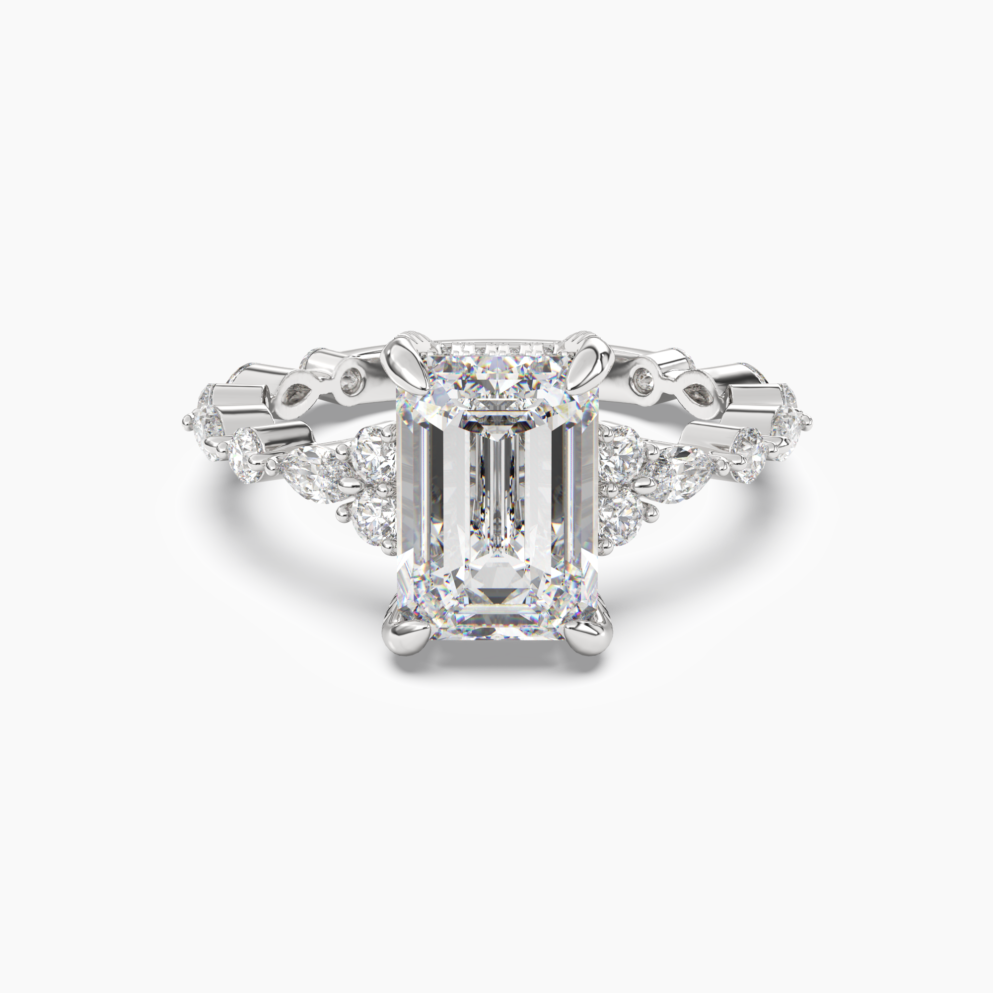 Lace Emerald Hidden Halo 1.5 Carat Lab Grown Diamond Engagement Ring in 18K Rose Gold