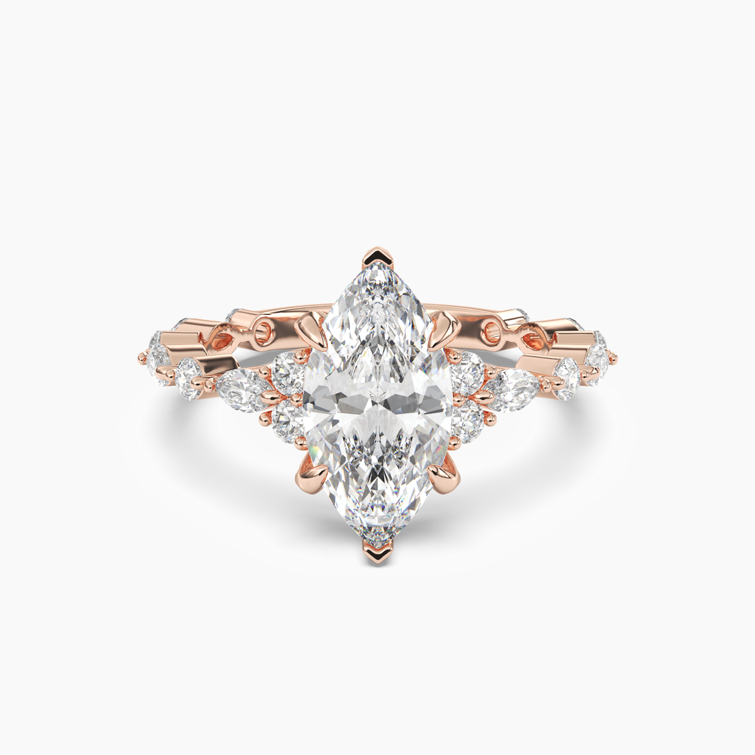 Lace Marquise Hidden Halo 1.5 Carat Lab Grown Diamond Engagement Ring in 18K Yellow Gold