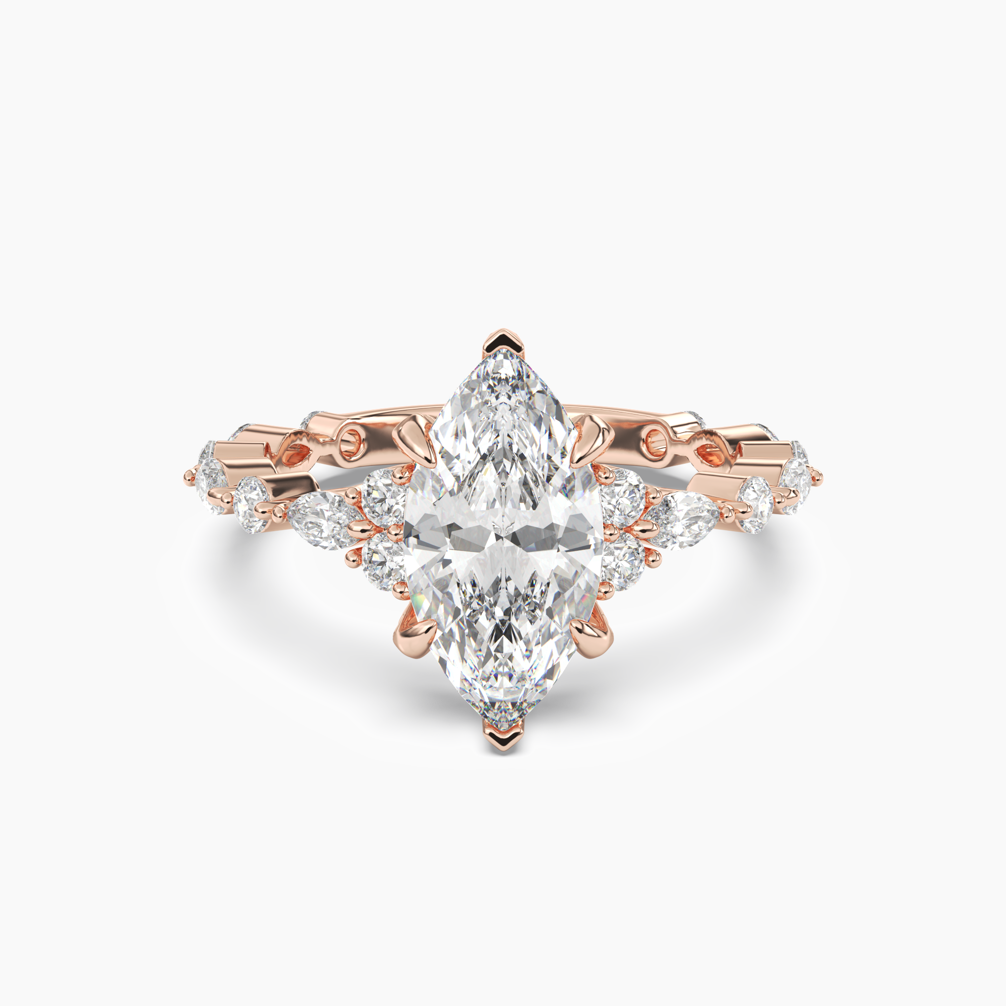 Lace Marquise Hidden Halo 2.5 Carat Lab Grown Diamond Engagement Ring in 14K White Gold