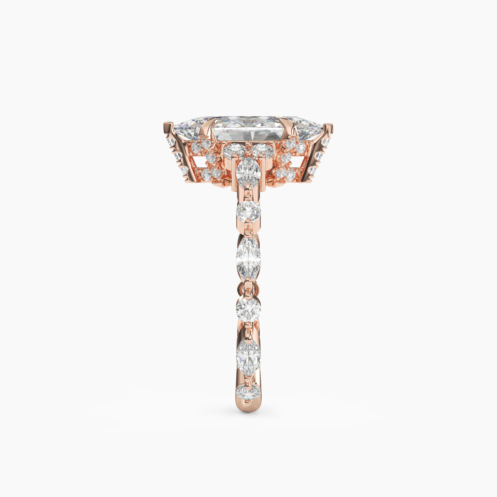Lace Marquise Hidden Halo 1 Carat Lab Grown Diamond Engagement Ring in 18K Rose Gold
