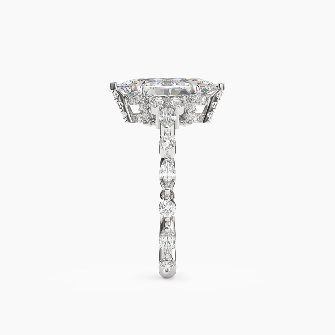 Lace Marquise Hidden Halo 1.5 Carat Lab Grown Diamond Engagement Ring in 14K Yellow Gold