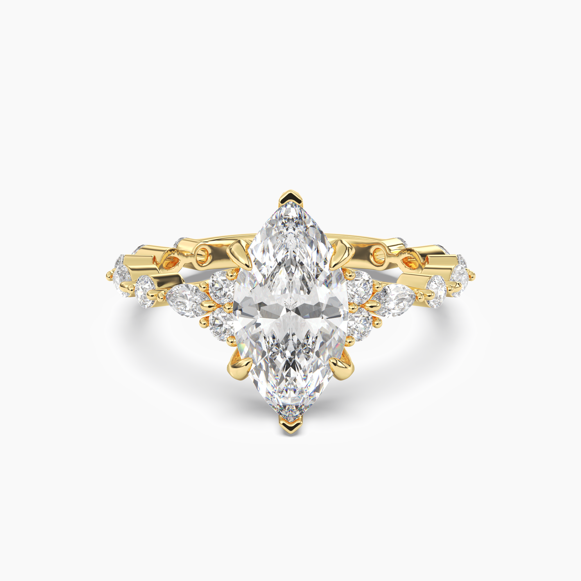 Lace Marquise Hidden Halo 1 Carat Lab Grown Diamond Engagement Ring in 14K Rose Gold