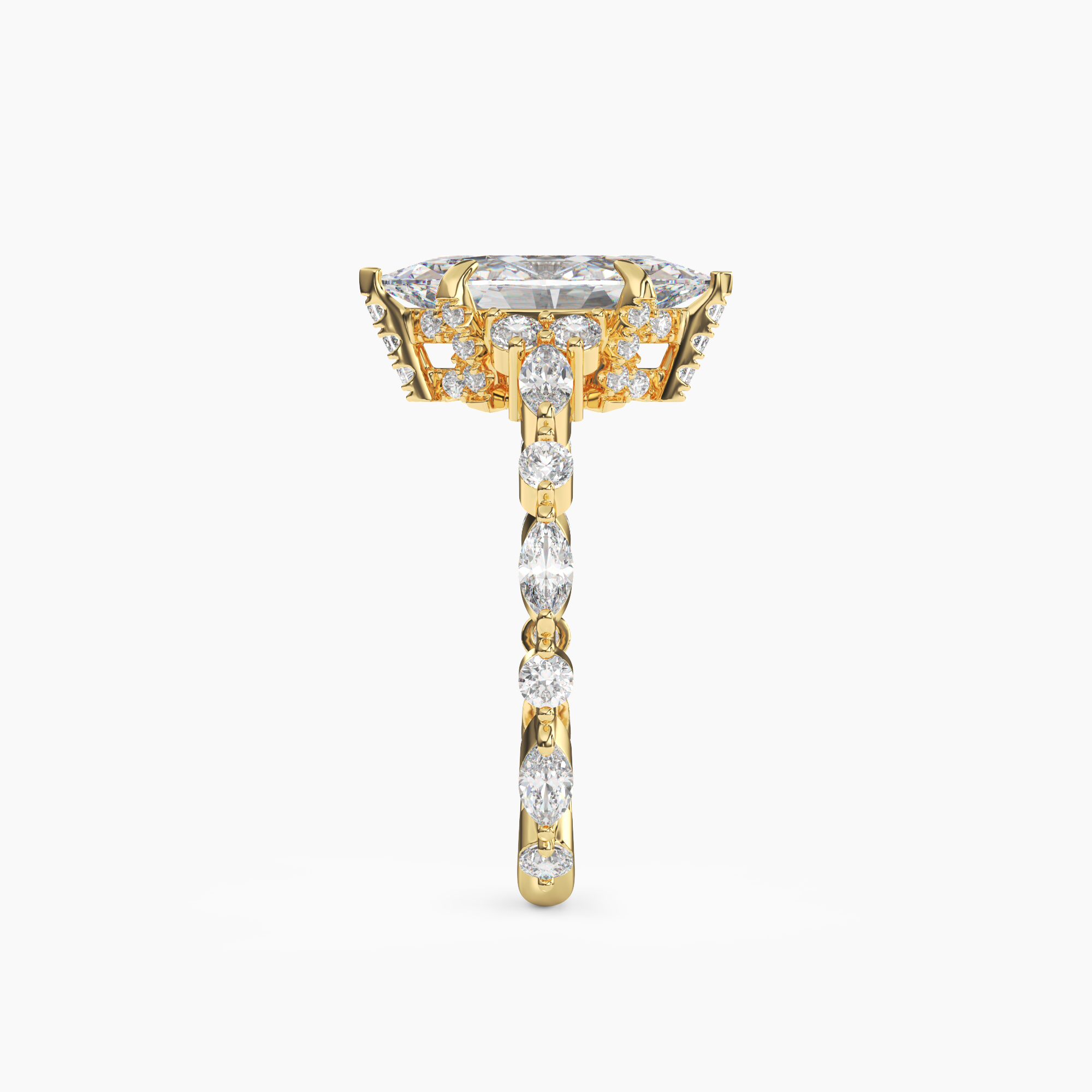 Lace Marquise Hidden Halo 1 Carat Lab Grown Diamond Engagement Ring in 14K White Gold