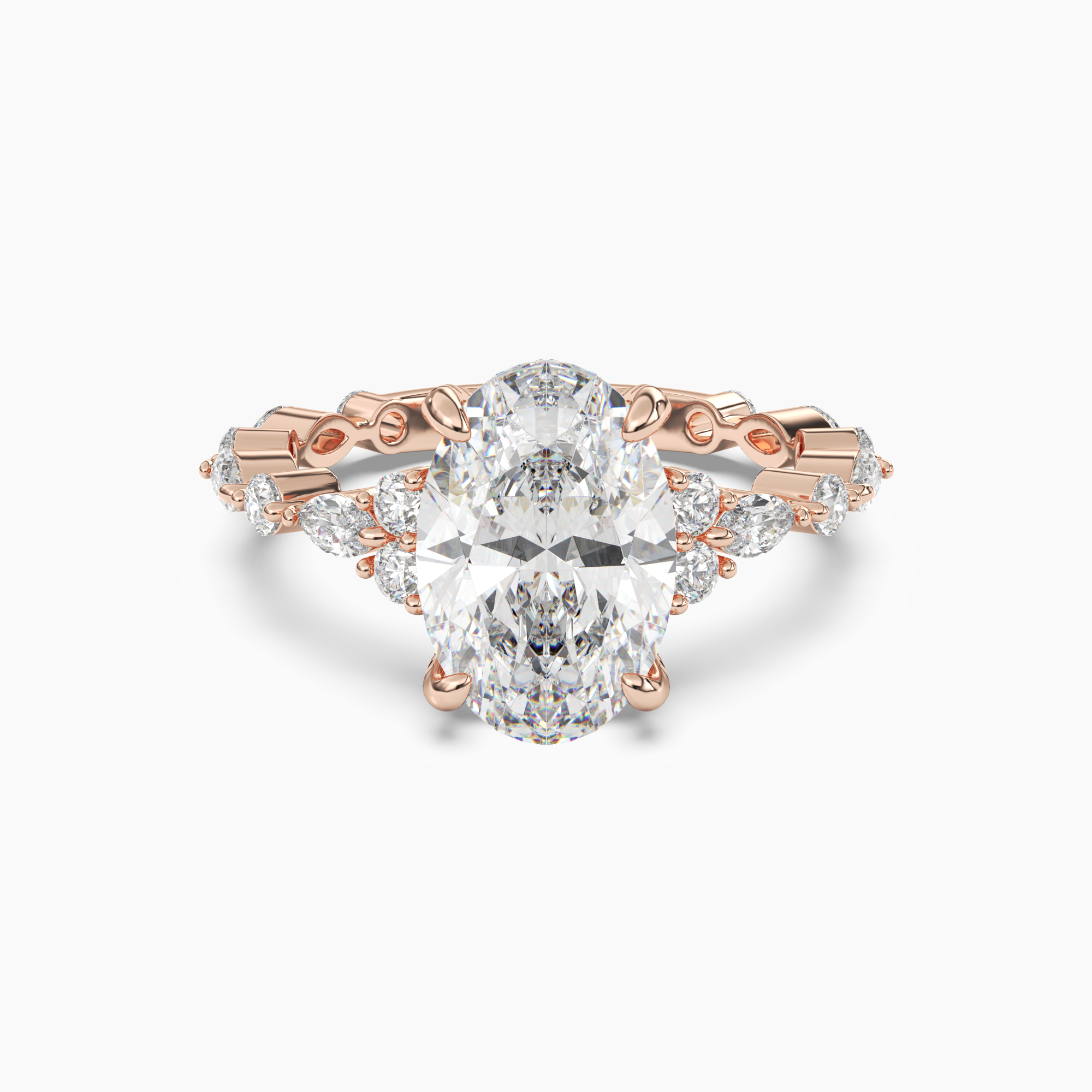 Lace Oval Hidden Halo 1 Carat Lab Grown Diamond Engagement Ring in 14K Yellow Gold