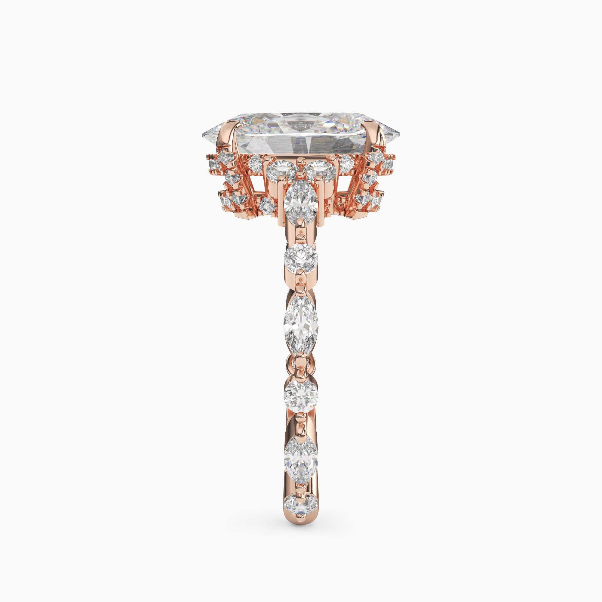 Lace Oval Hidden Halo 1 Carat Lab Grown Diamond Engagement Ring in 18K White Gold