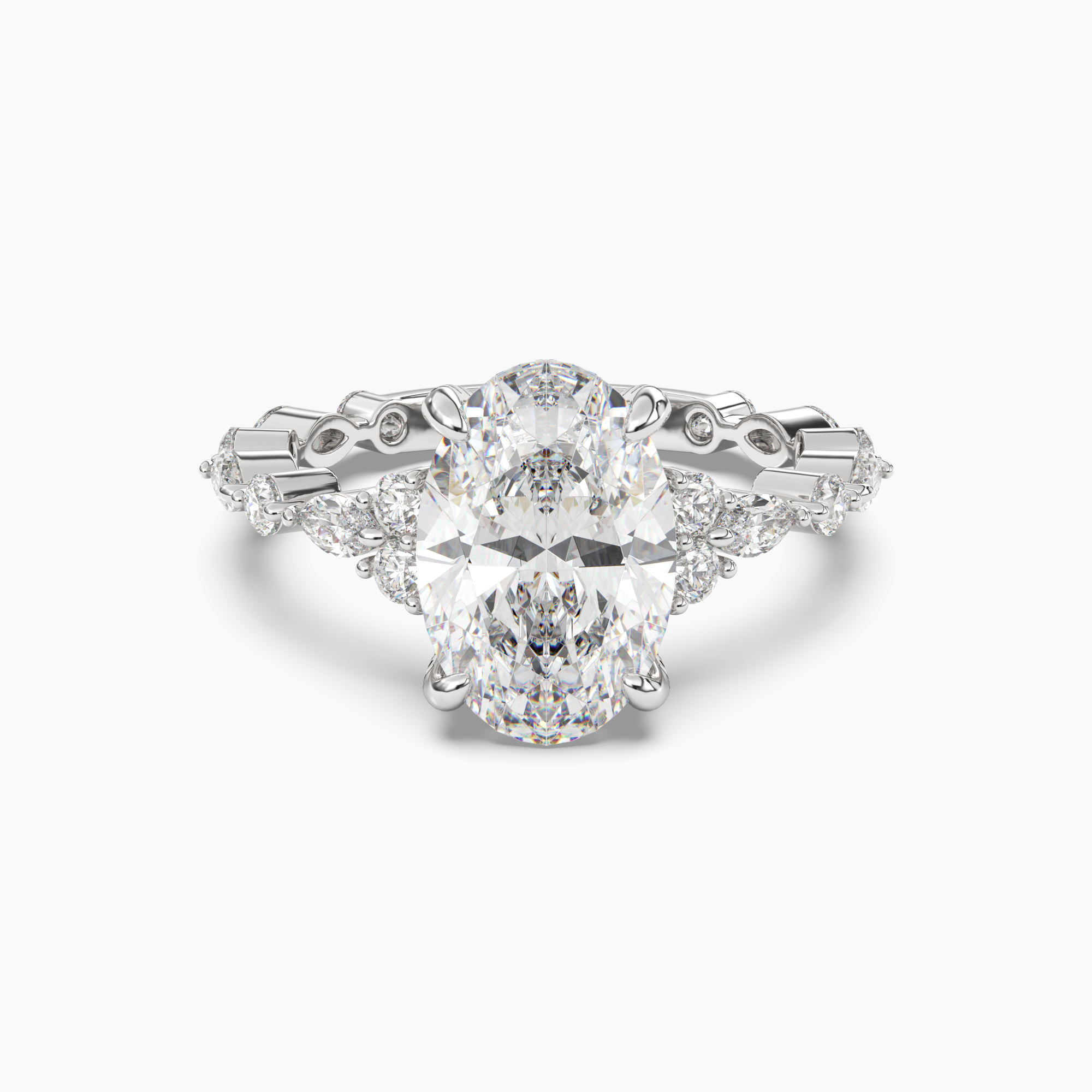 Lace Oval Hidden Halo 1 Carat Lab Grown Diamond Engagement Ring in 18K Rose Gold