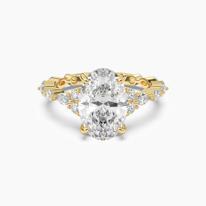 Lace Oval Hidden Halo 1.5 Carat Lab Grown Diamond Engagement Ring in 14K Yellow Gold