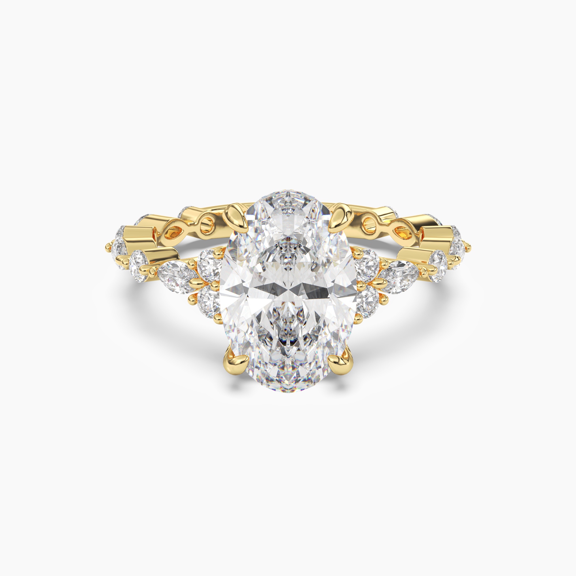 Lace Oval Hidden Halo Diamond Ring Setting in 14K Rose Gold