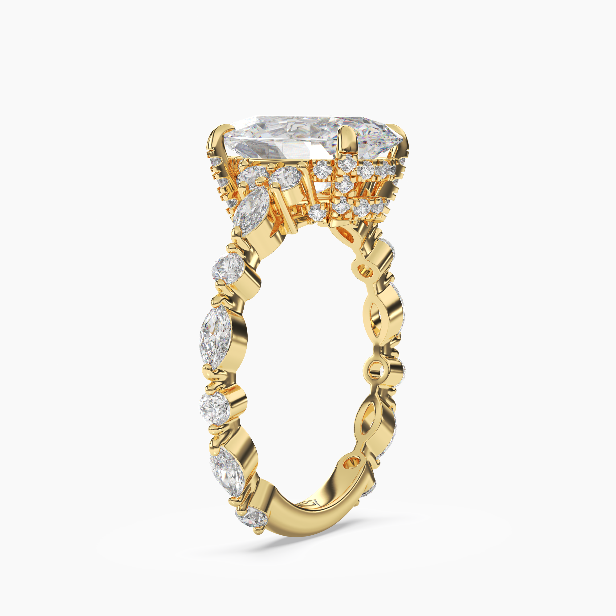 Lace Oval Hidden Halo 1.5 Carat Lab Grown Diamond Engagement Ring in 18K Rose Gold