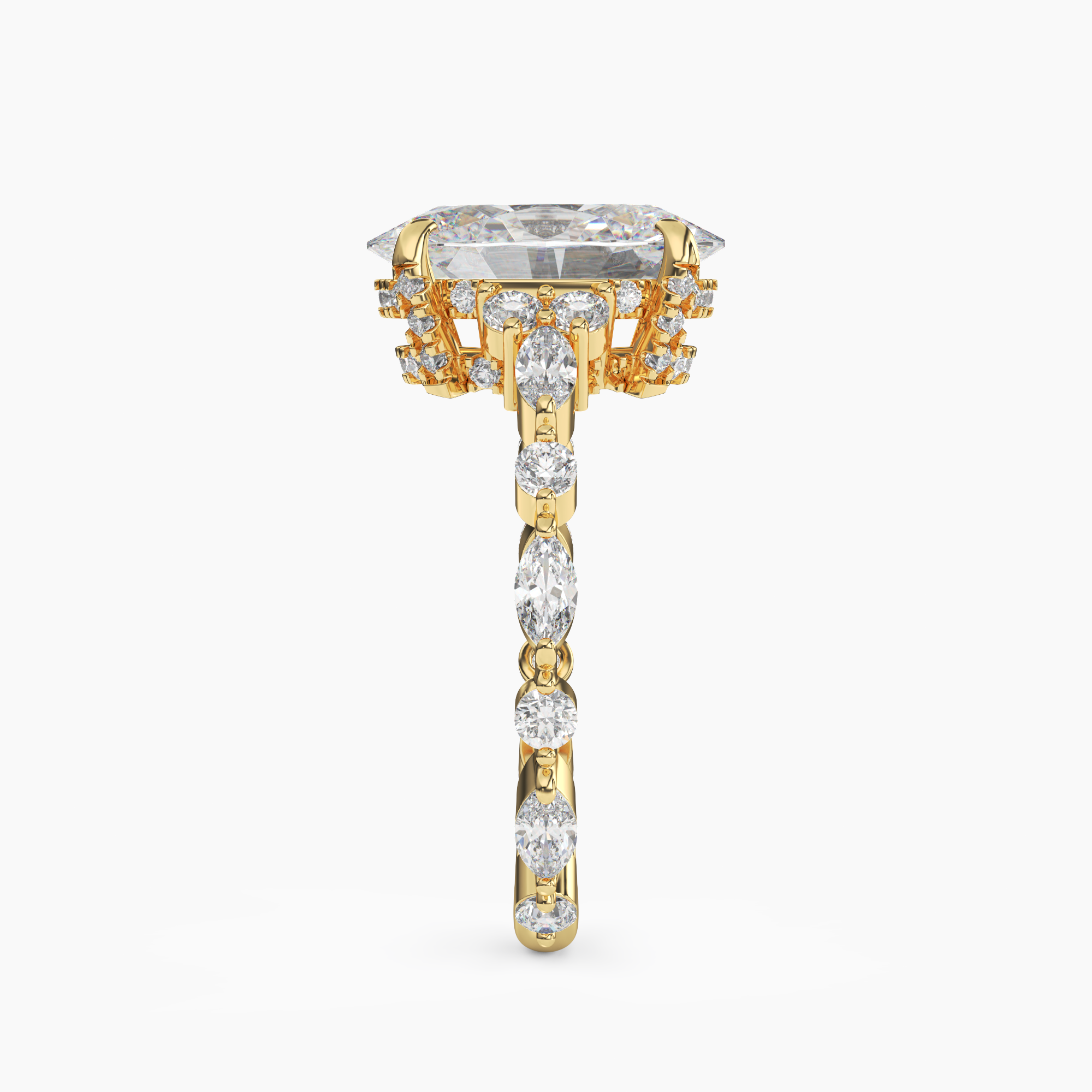 Lace Oval Hidden Halo 2.5 Carat Lab Grown Diamond Engagement Ring in 14K White Gold