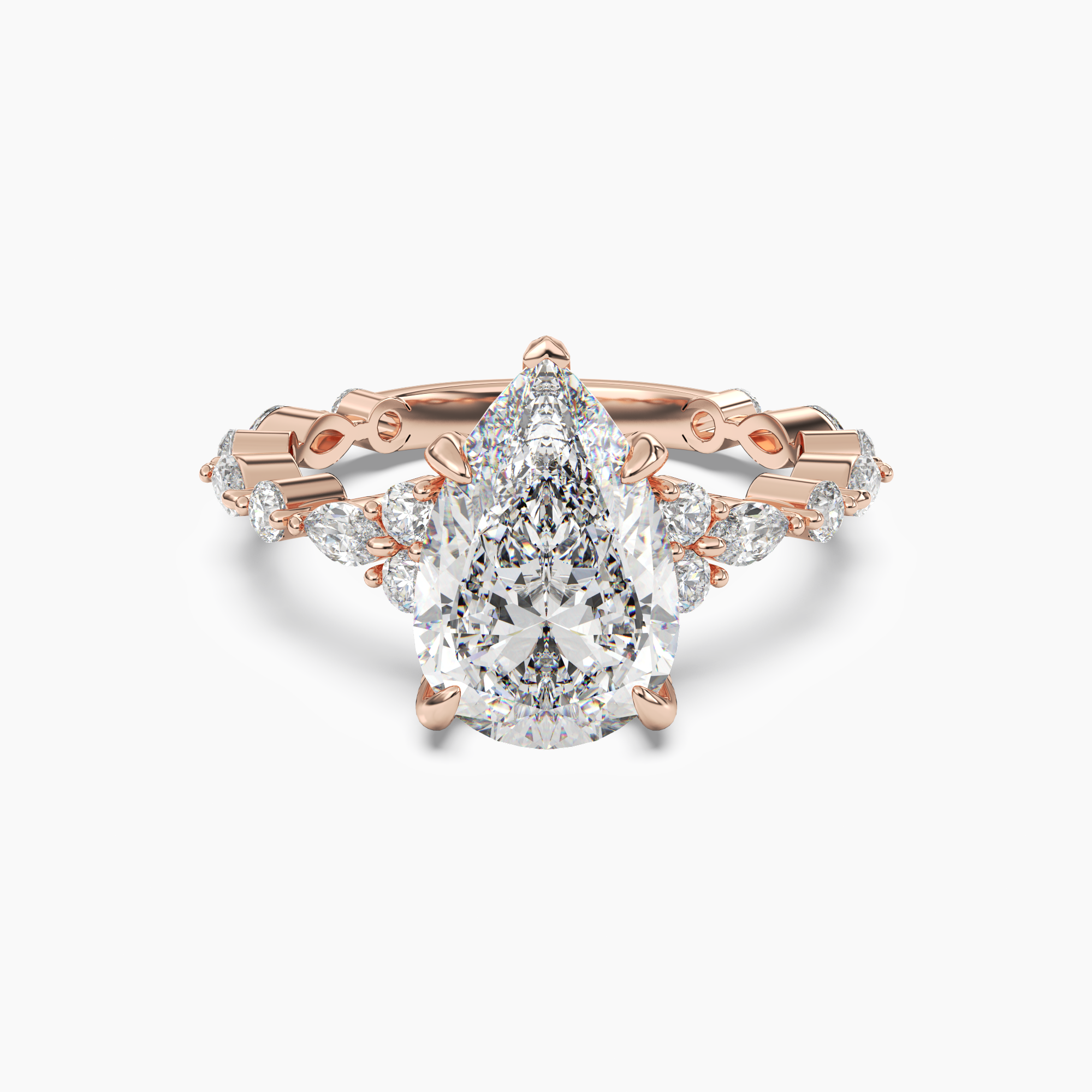 Lace Pear Hidden Halo 1.5 Carat Lab Grown Diamond Engagement Ring in 18K Rose Gold