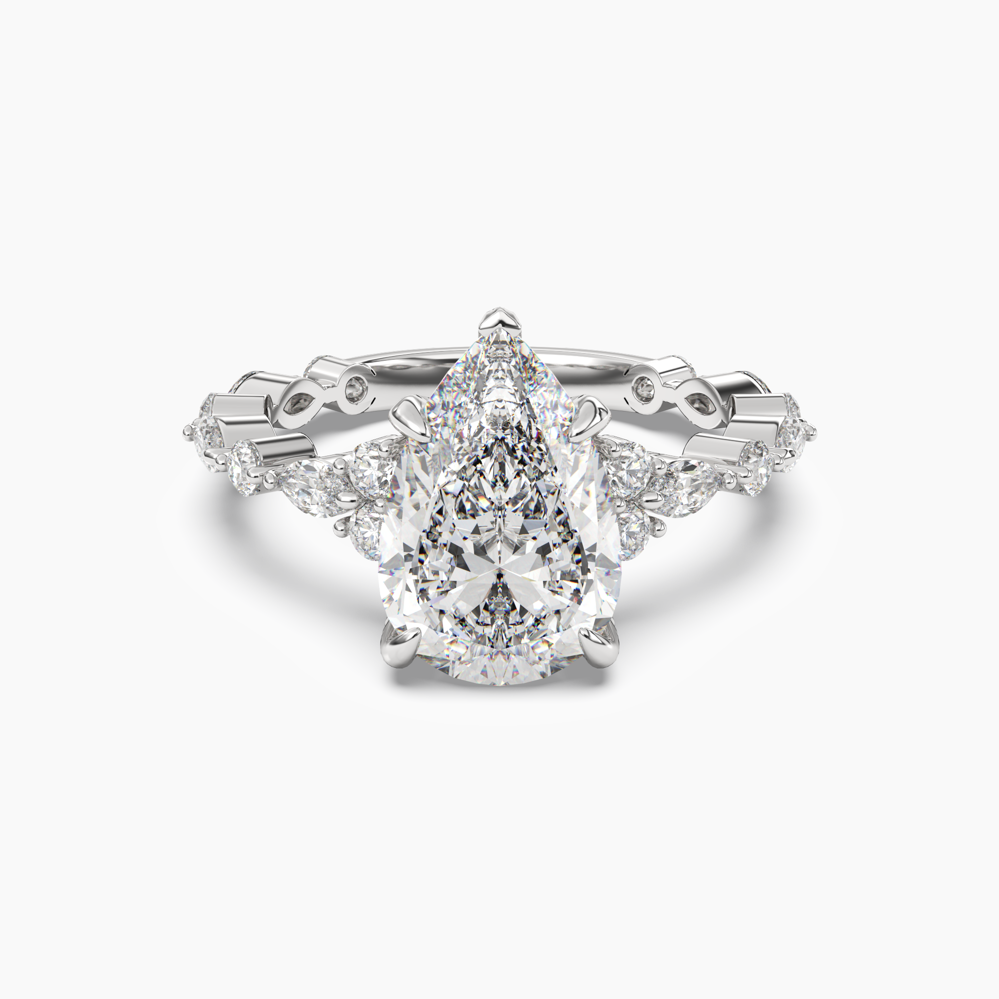 Lace Pear Hidden Halo 1 Carat Lab Grown Diamond Engagement Ring in 14K Yellow Gold