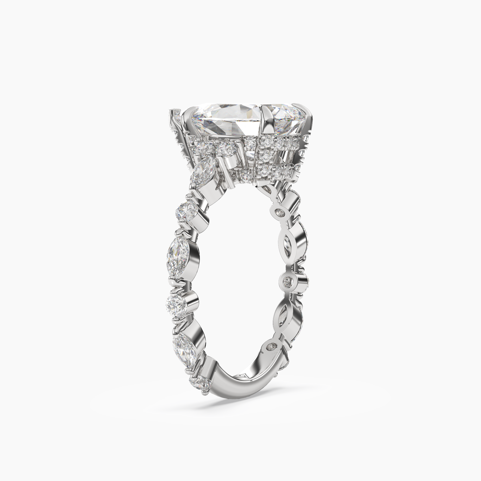 Lace Pear Hidden Halo 1.5 Carat Lab Grown Diamond Engagement Ring in 14K White Gold