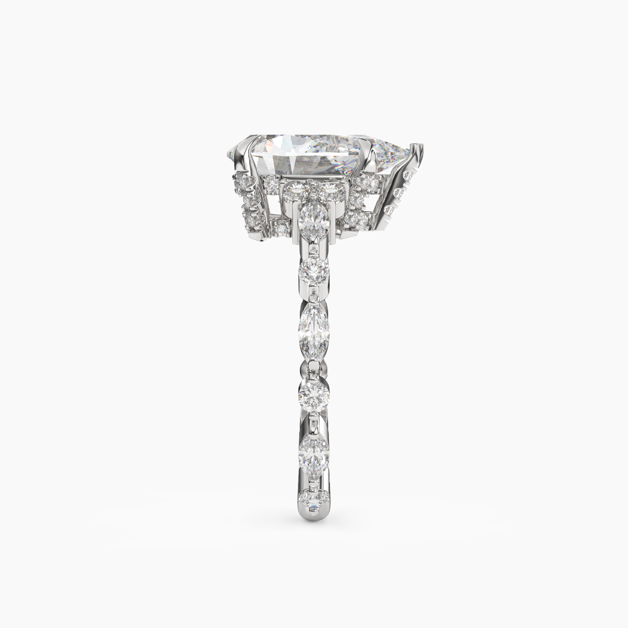 Lace Pear Hidden Halo 2.5 Carat Lab Grown Diamond Engagement Ring in 14K Yellow Gold