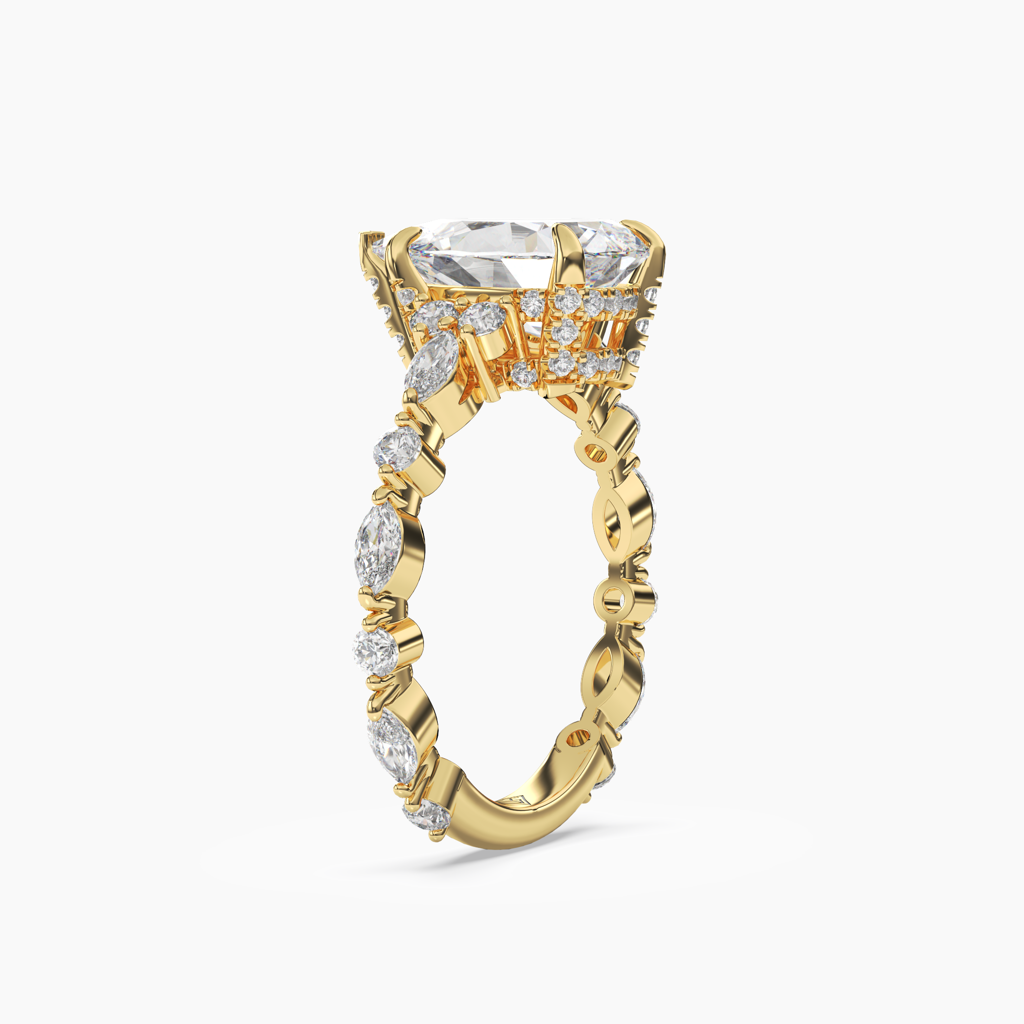Lace Pear Hidden Halo 2 Carat Lab Grown Diamond Engagement Ring in 14K White Gold