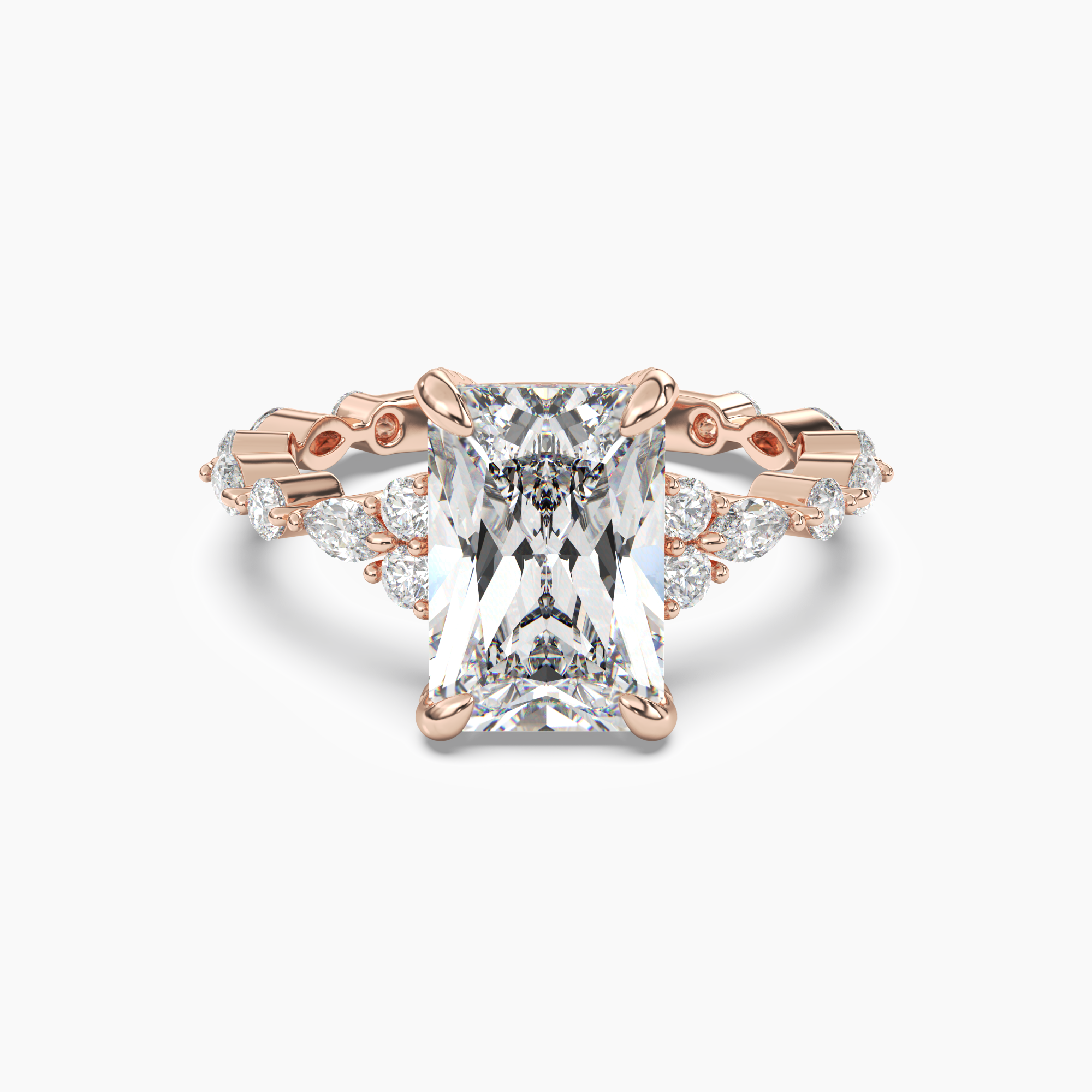Lace Radiant Hidden Halo 1 Carat Lab Grown Diamond Engagement Ring in 14K Yellow Gold
