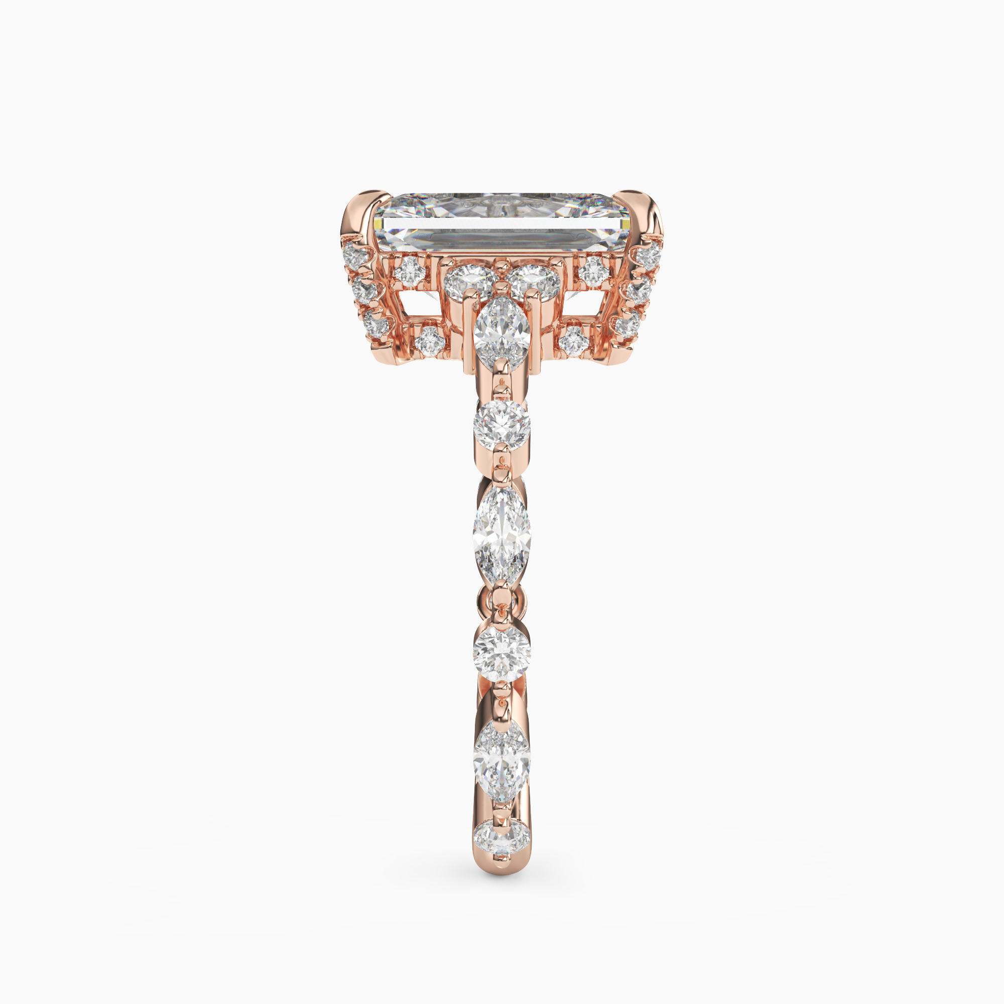 Lace Radiant Hidden Halo 2.5 Carat Lab Grown Diamond Engagement Ring in 18K White Gold