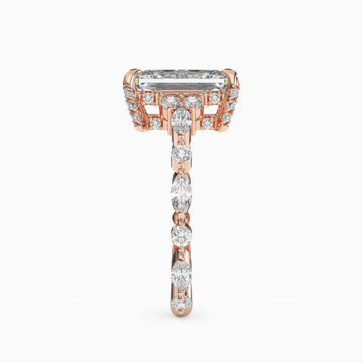 Lace Radiant Hidden Halo 2.5 Carat Lab Grown Diamond Engagement Ring in 14K Yellow Gold