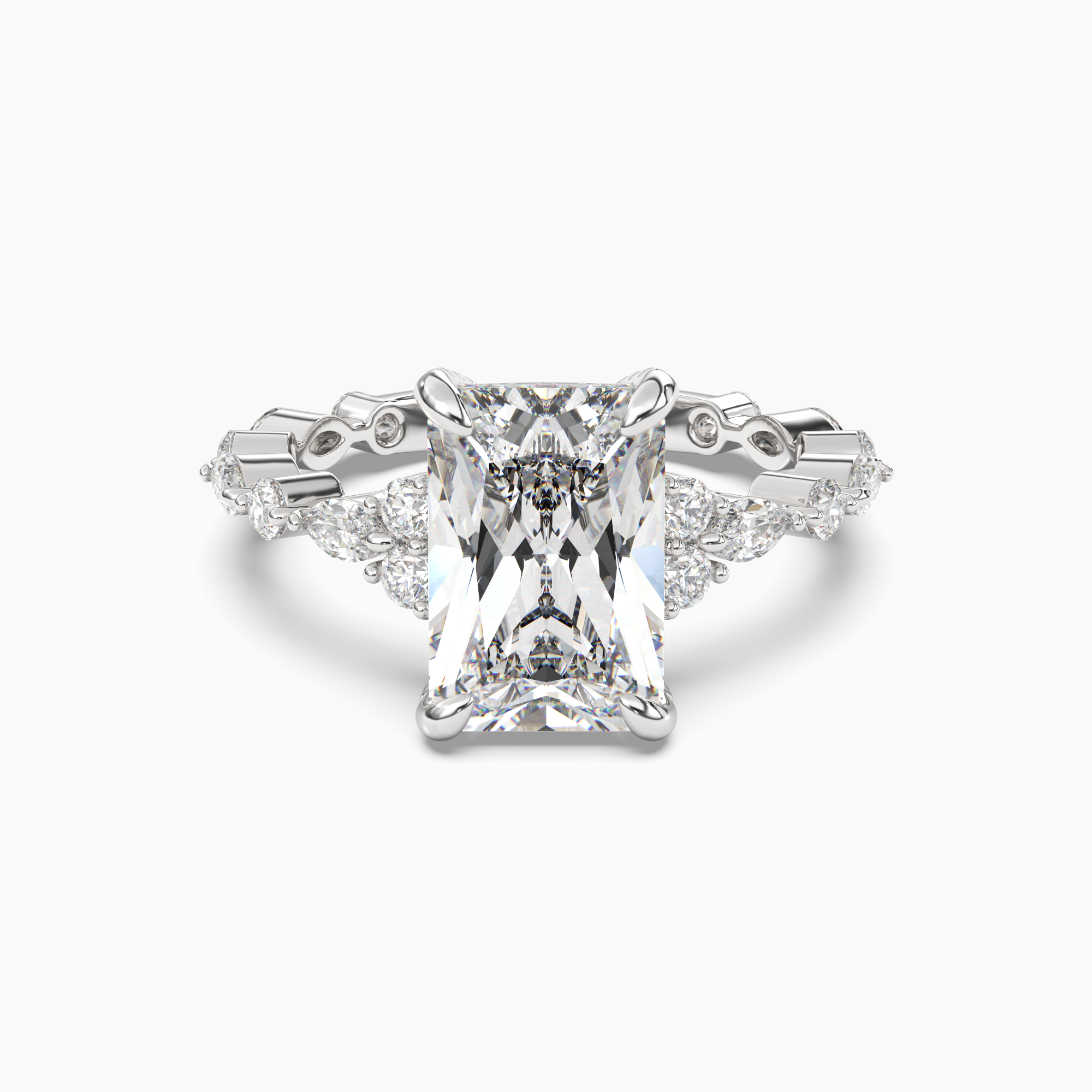 Lace Radiant Hidden Halo 1 Carat Lab Grown Diamond Engagement Ring in 18K White Gold