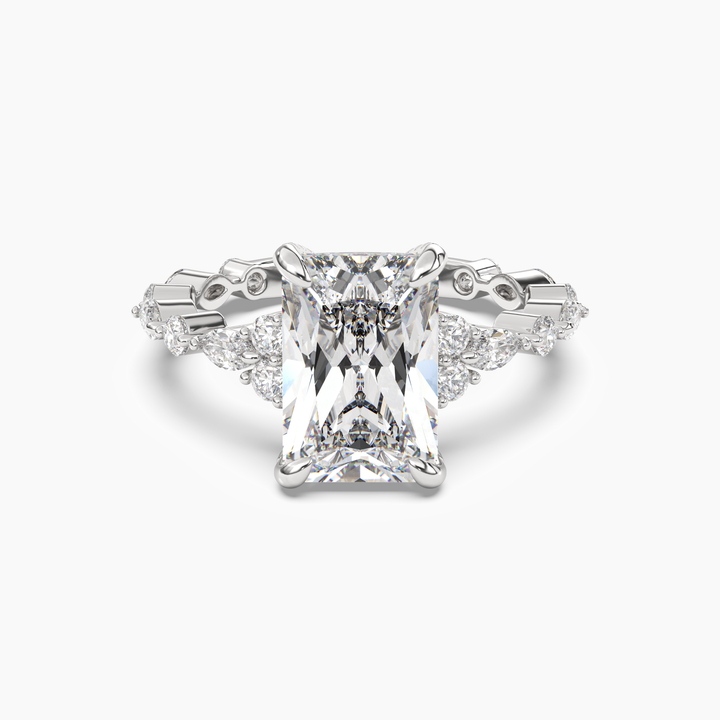Lace Radiant Hidden Halo 3 Carat Lab Grown Diamond Engagement Ring in 18K White Gold