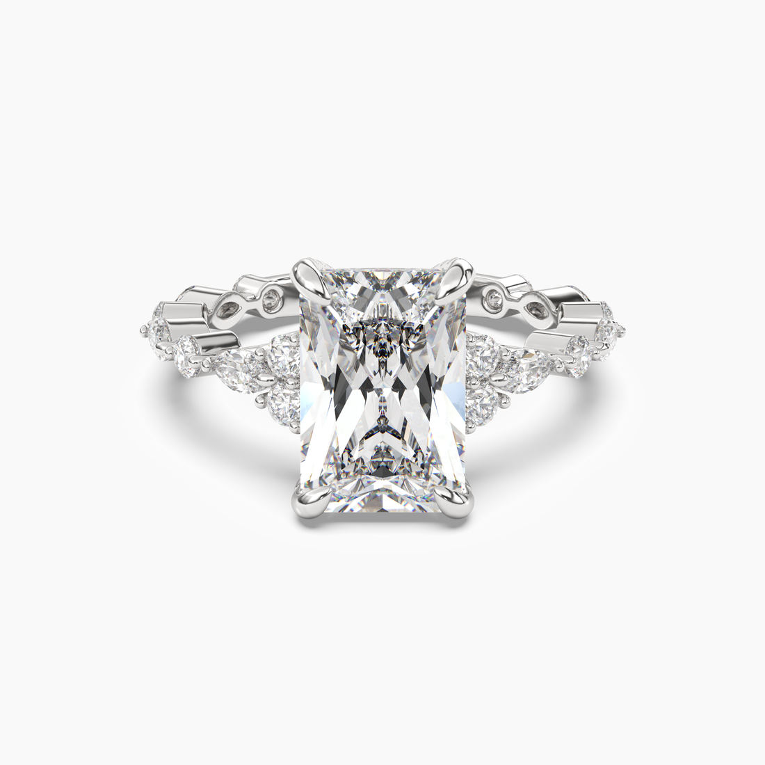 Lace Radiant Hidden Halo Diamond Ring Setting in 18K Yellow Gold