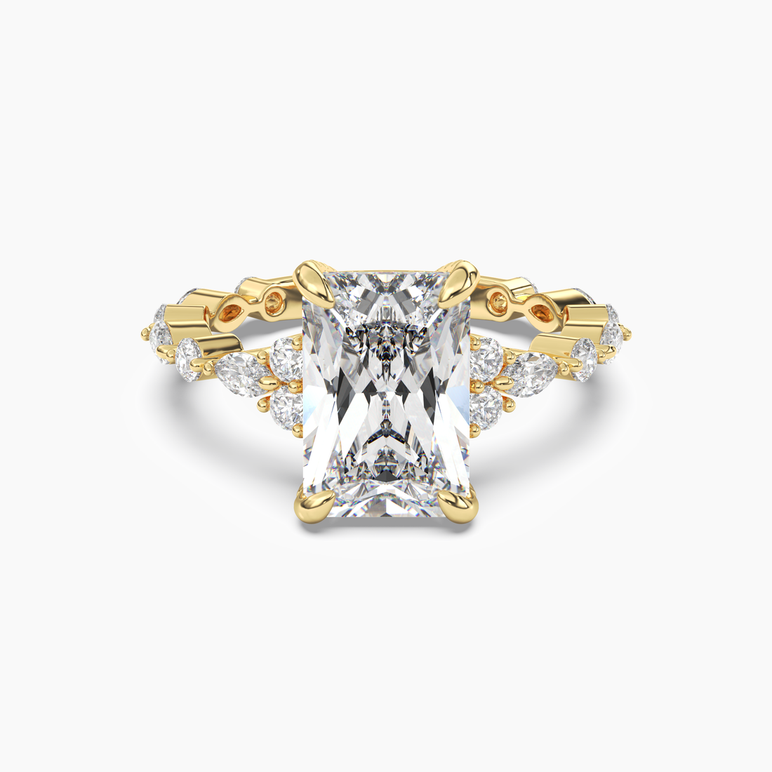 Lace Radiant Hidden Halo 3 Carat Lab Grown Diamond Engagement Ring in 18K White Gold