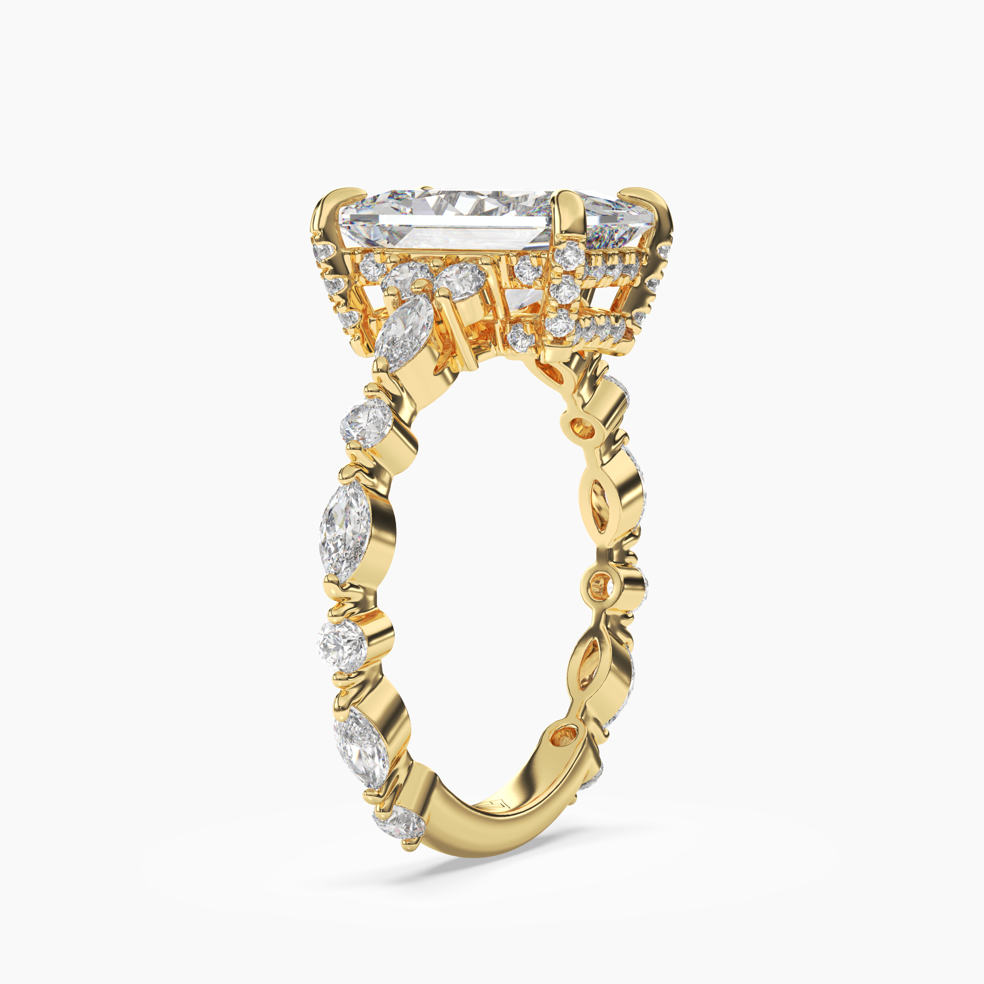 Lace Radiant Hidden Halo 2 Carat Lab Grown Diamond Engagement Ring in 14K Rose Gold