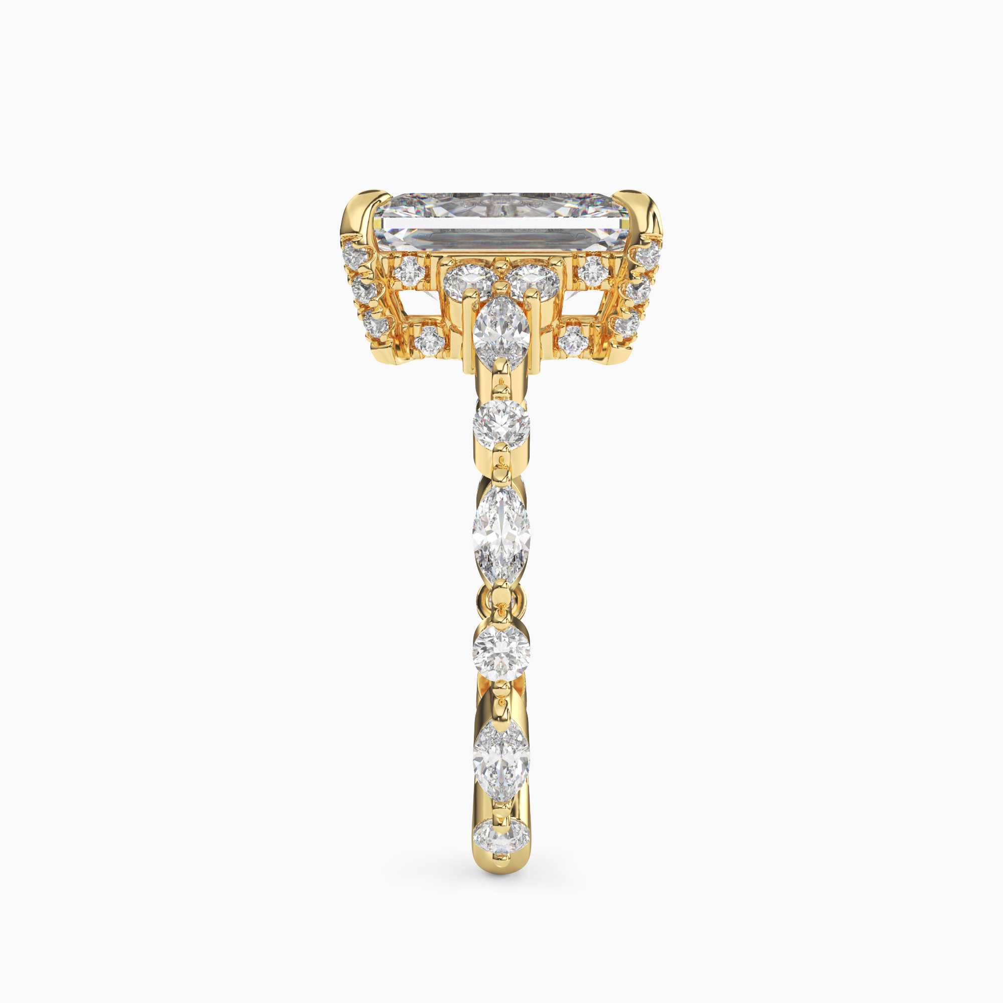 Lace Radiant Hidden Halo 2.5 Carat Lab Grown Diamond Engagement Ring in 14K White Gold