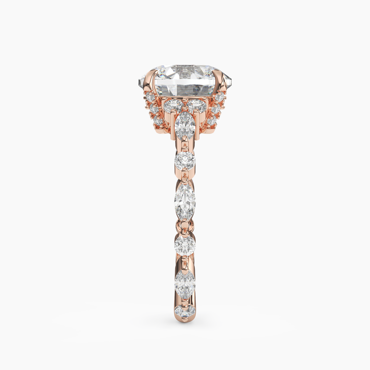 Lace Round Hidden Halo 2 Carat Lab Grown Diamond Engagement Ring in 14K Yellow Gold