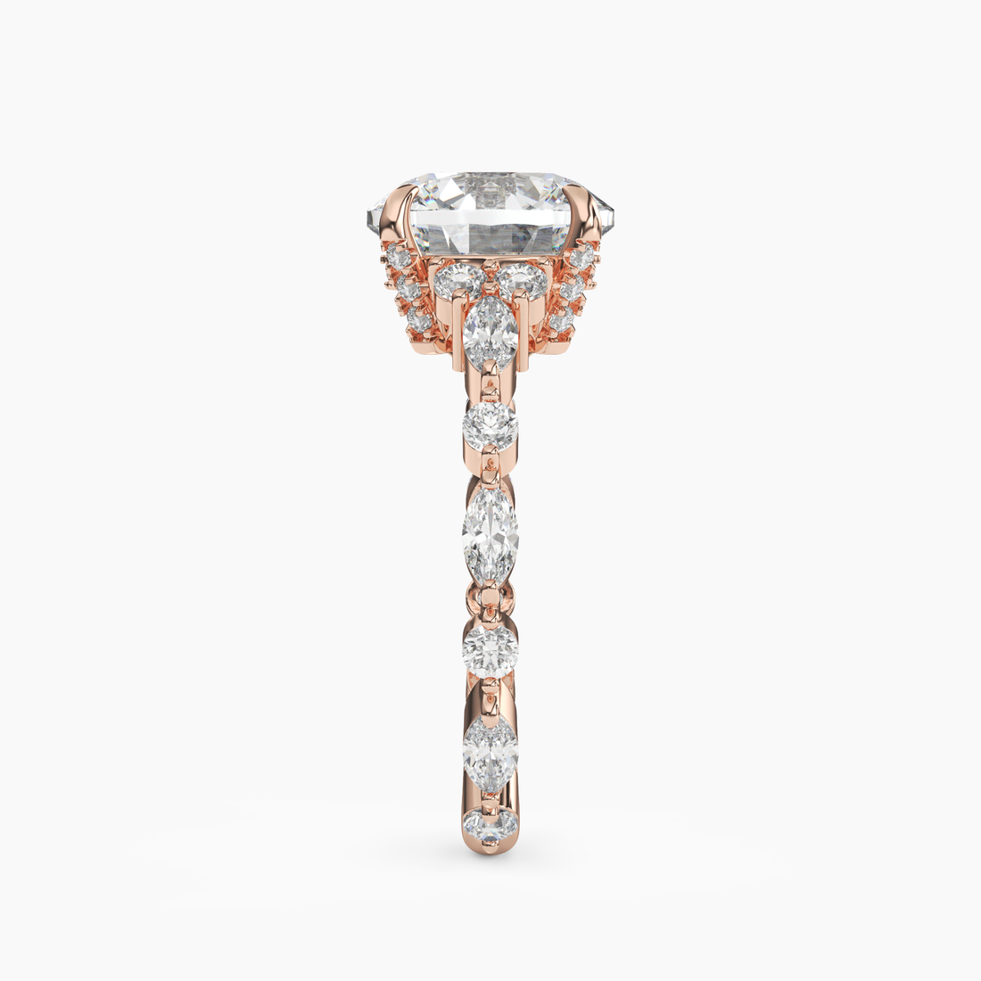 Lace Round Hidden Halo 1 Carat Lab Grown Diamond Engagement Ring in 14K Yellow Gold