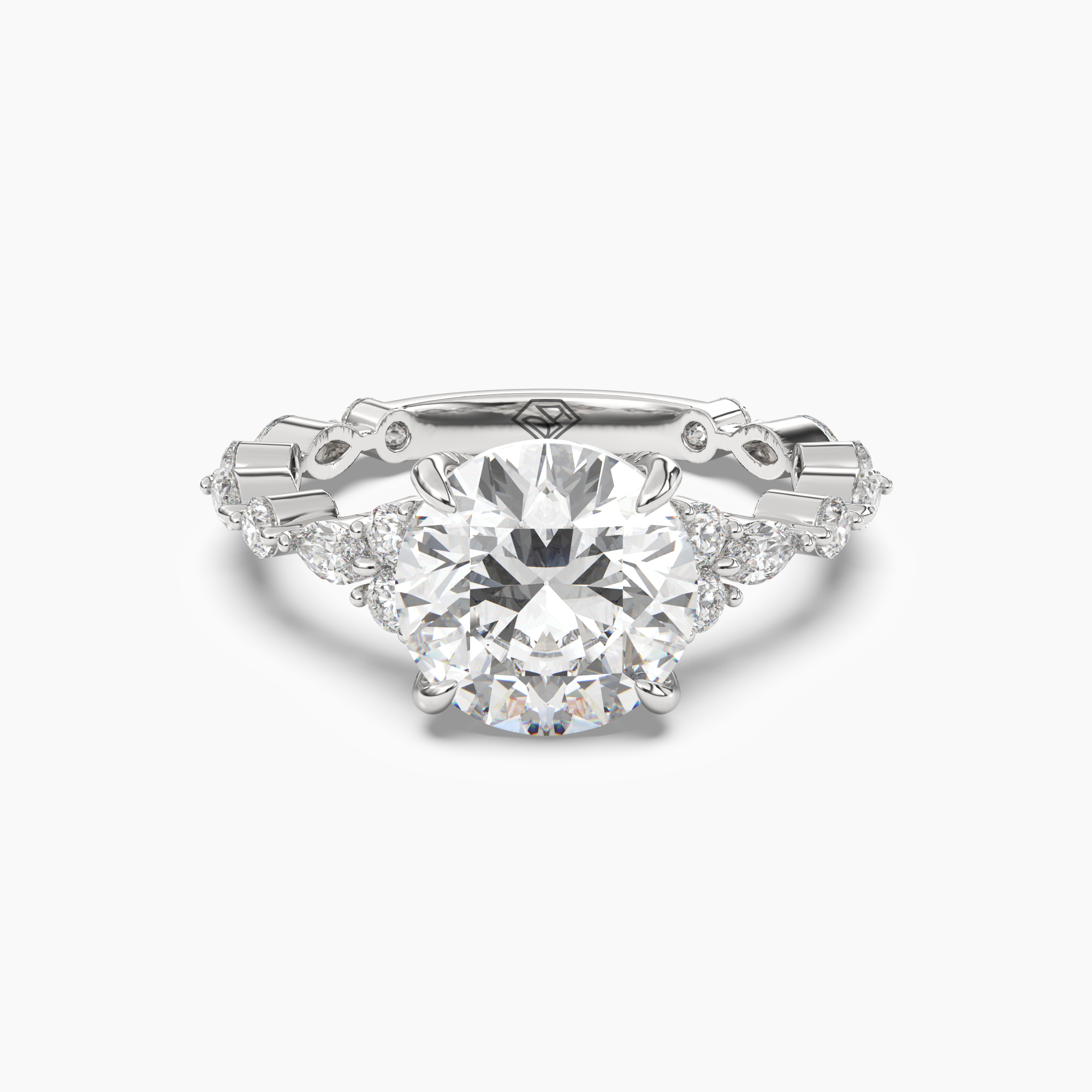 Lace Round Hidden Halo 2 Carat Lab Grown Diamond Engagement Ring in 18K Yellow Gold